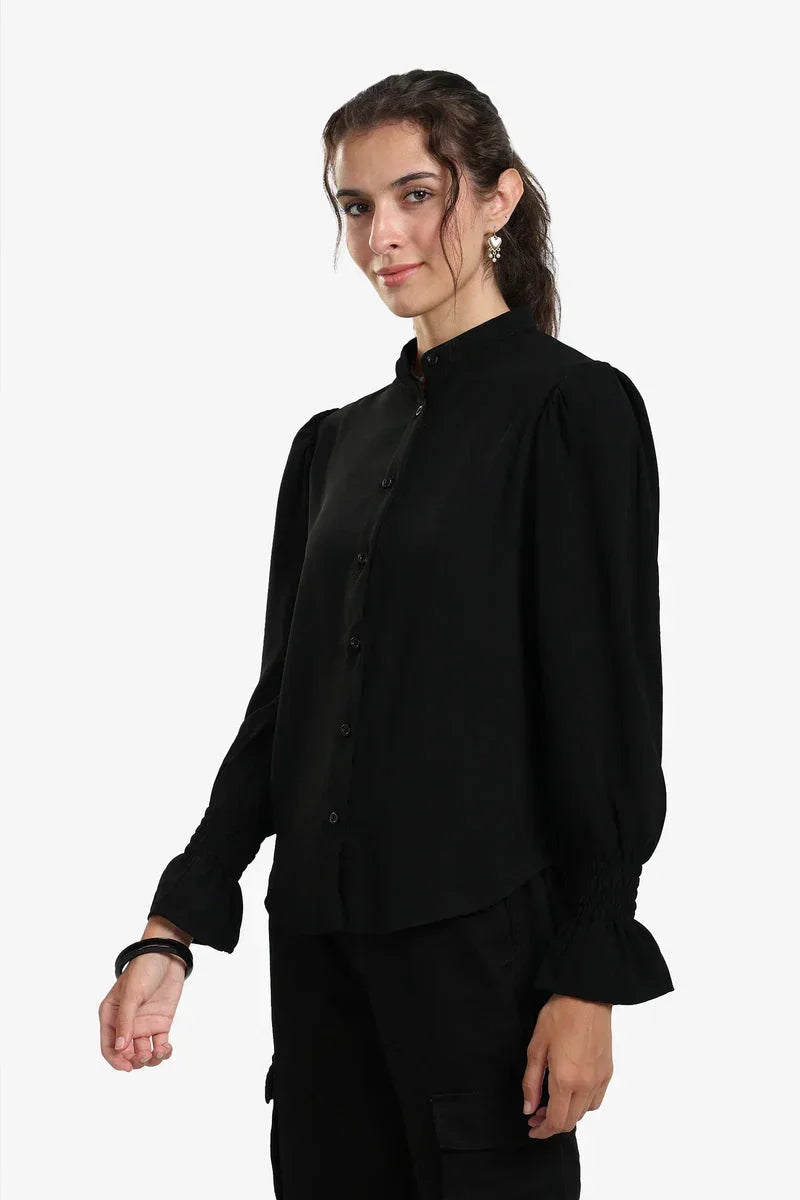 Black Vintage Ruffle Blouse - Carina 2