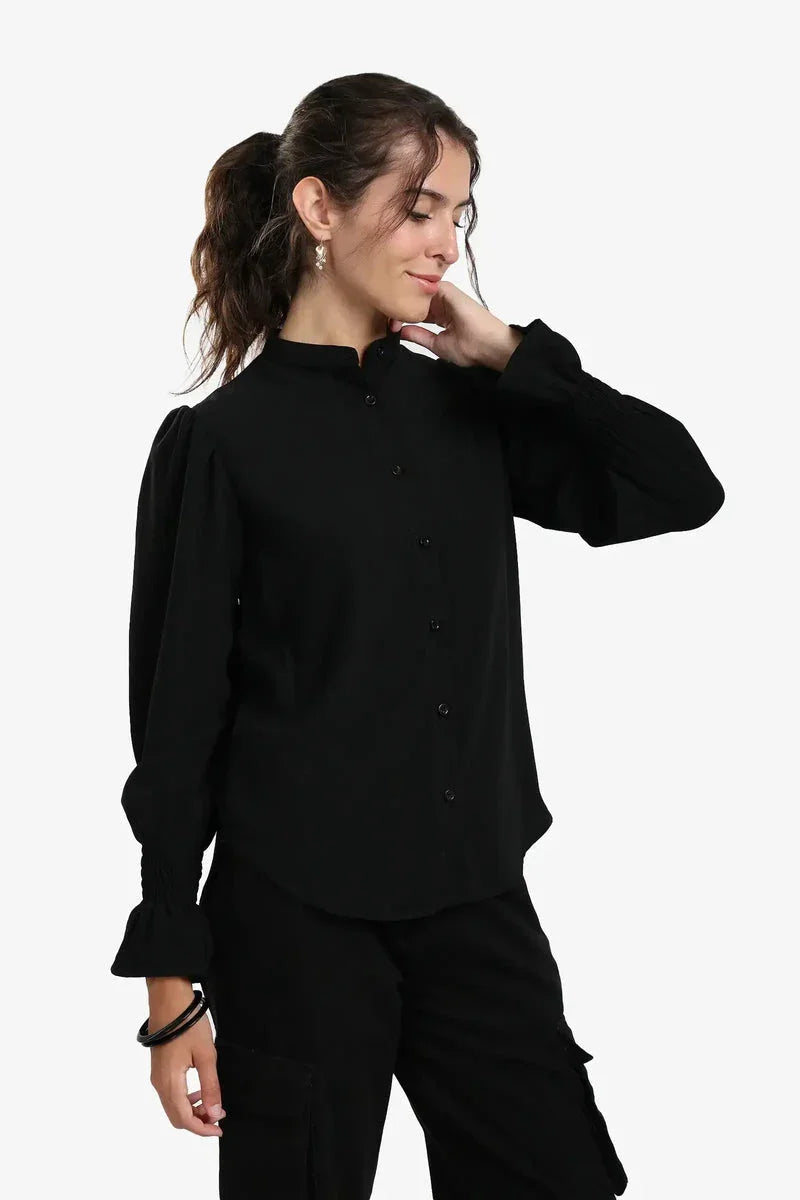 Carina - Black Vintage Ruffle Blouse 3