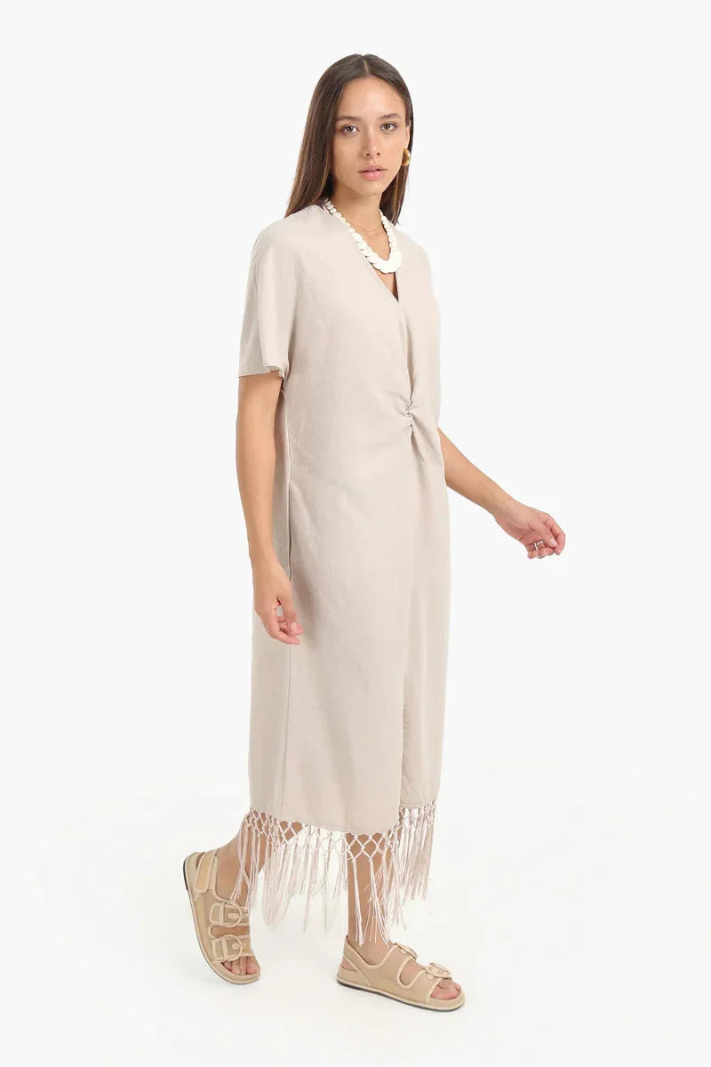 Carina - Dress with Fringes Detail 3