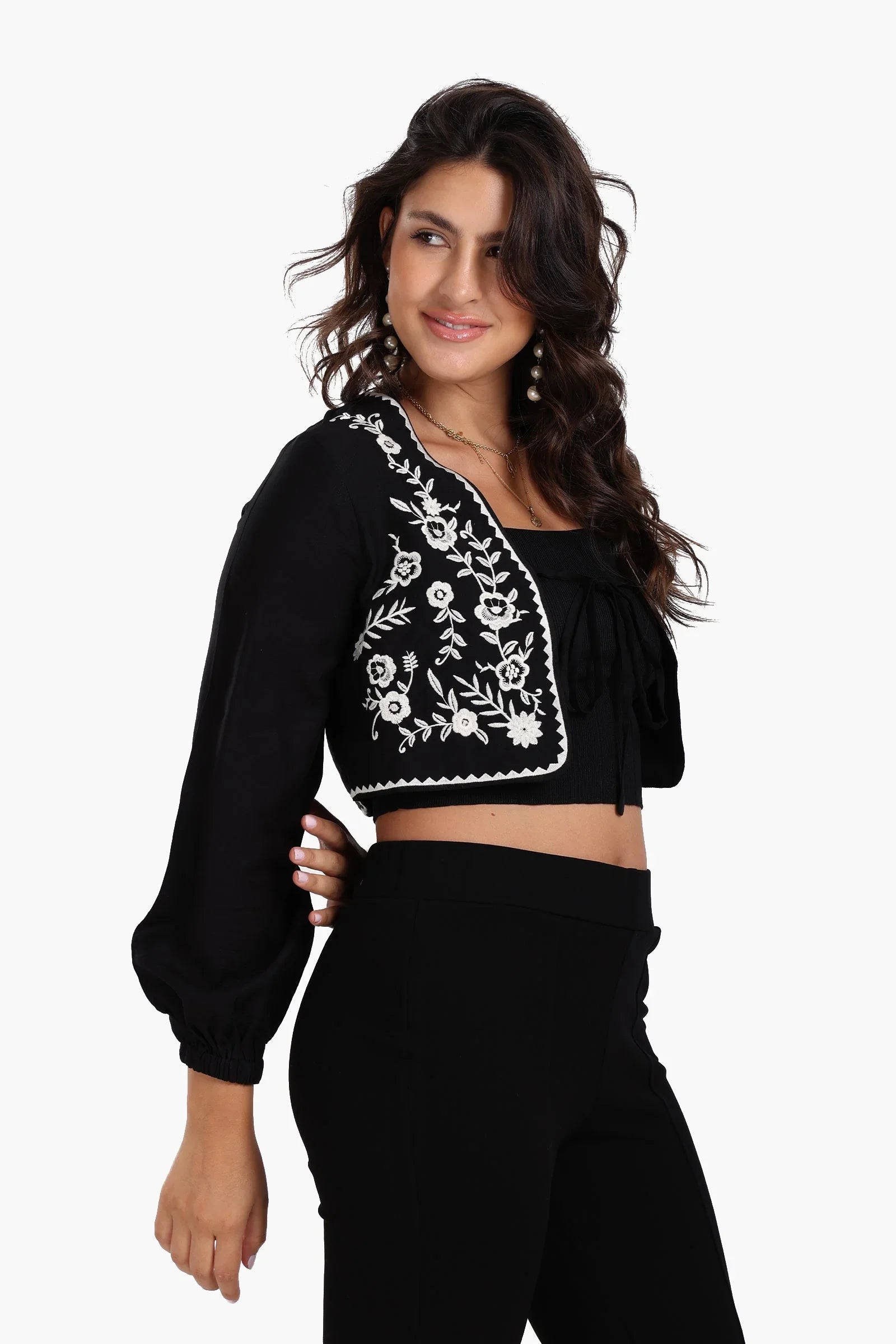 Clue - Embroidered Cropped Jacket 2