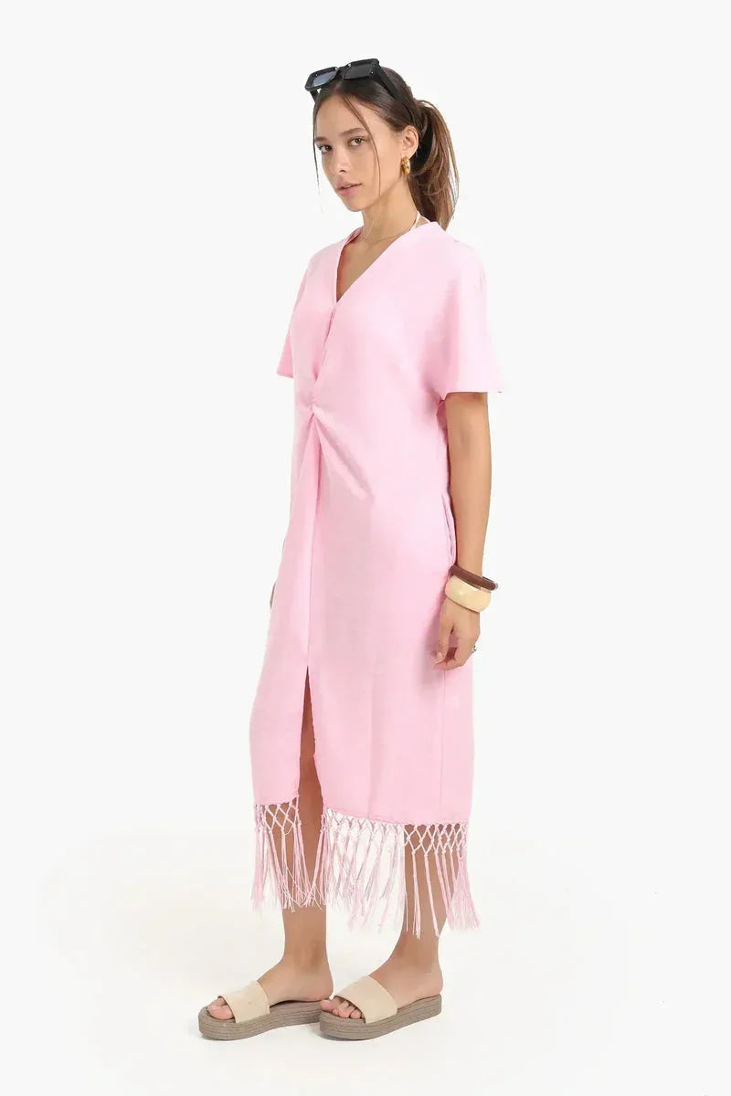 Carina - Dress with Fringes Detail 4
