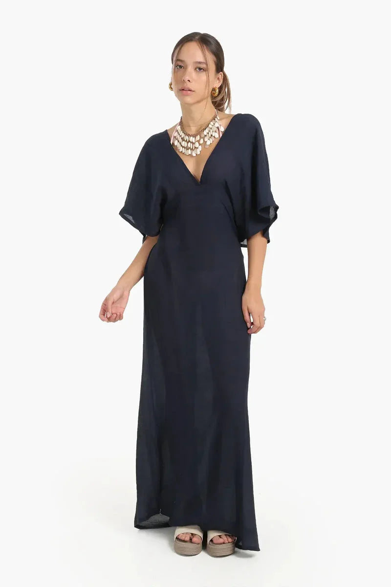 Carina - Deep V-Neckline Beach Dress 1
