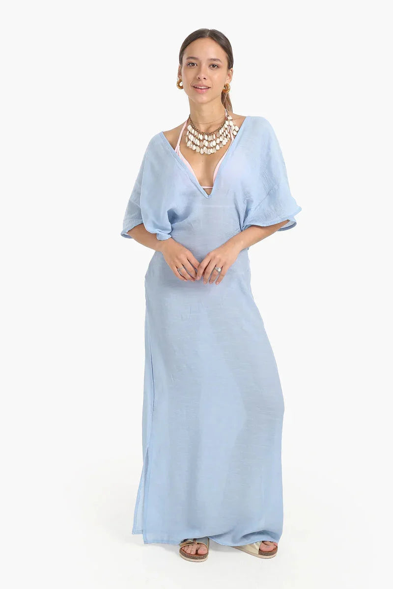 Carina - Deep V-Neckline Beach Dress 2