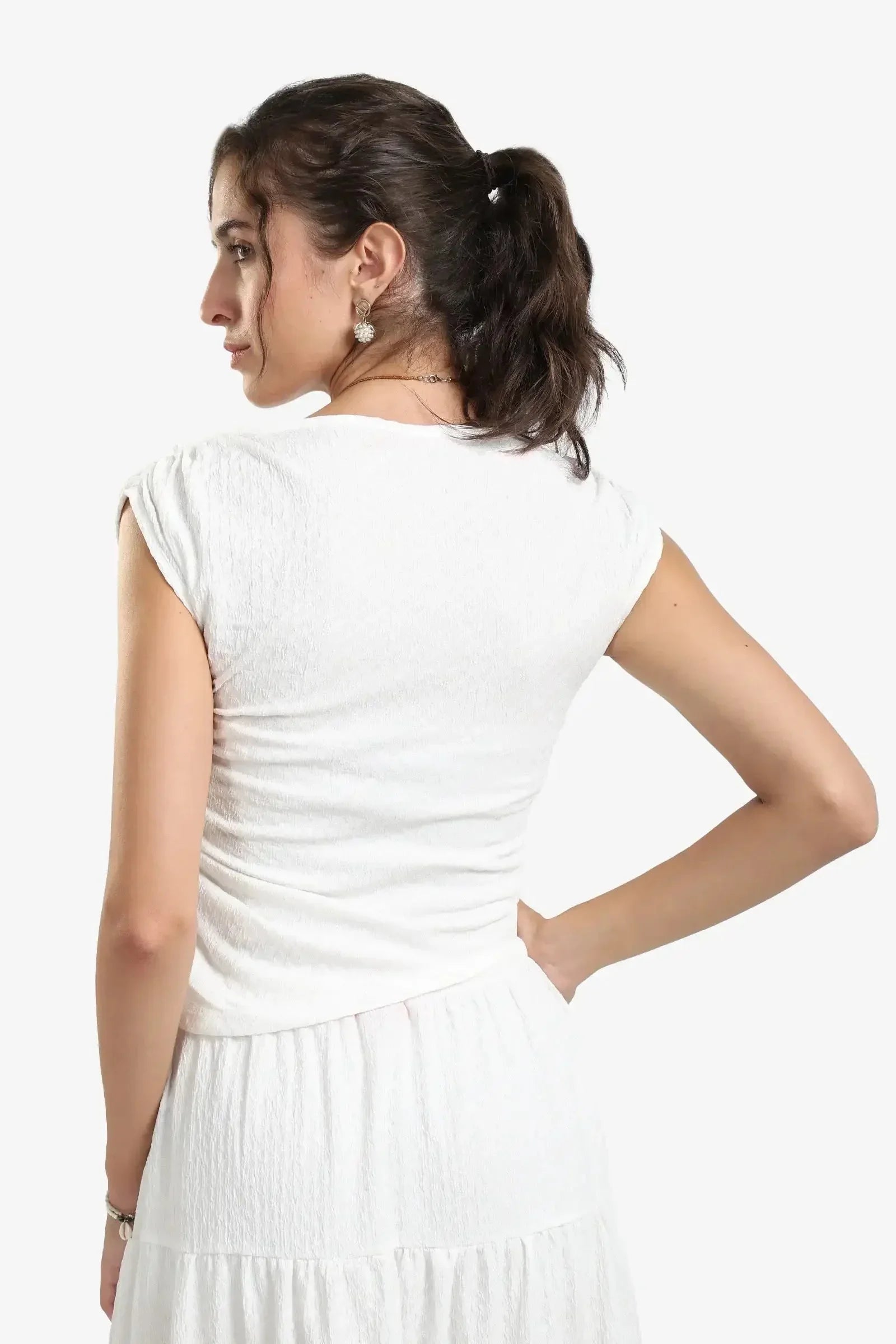 Carina - Ruched White Top 3