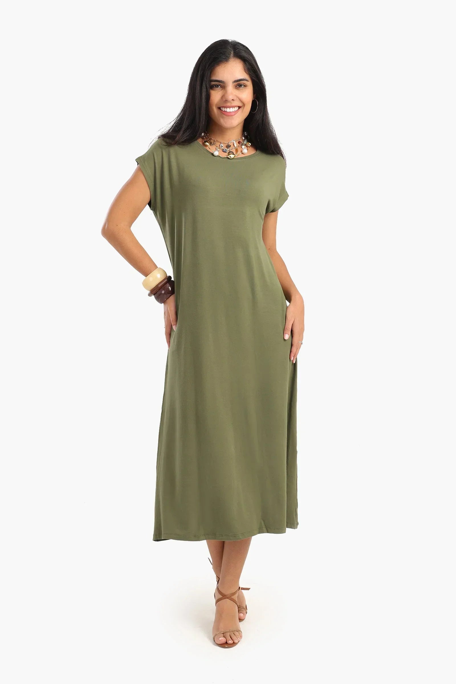 Clue - Solid Viscose Midi Dress 1