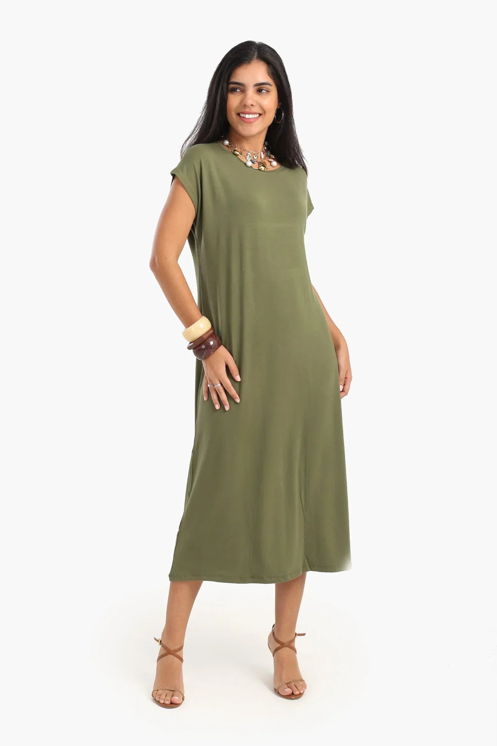 Clue - Solid Viscose Midi Dress 10