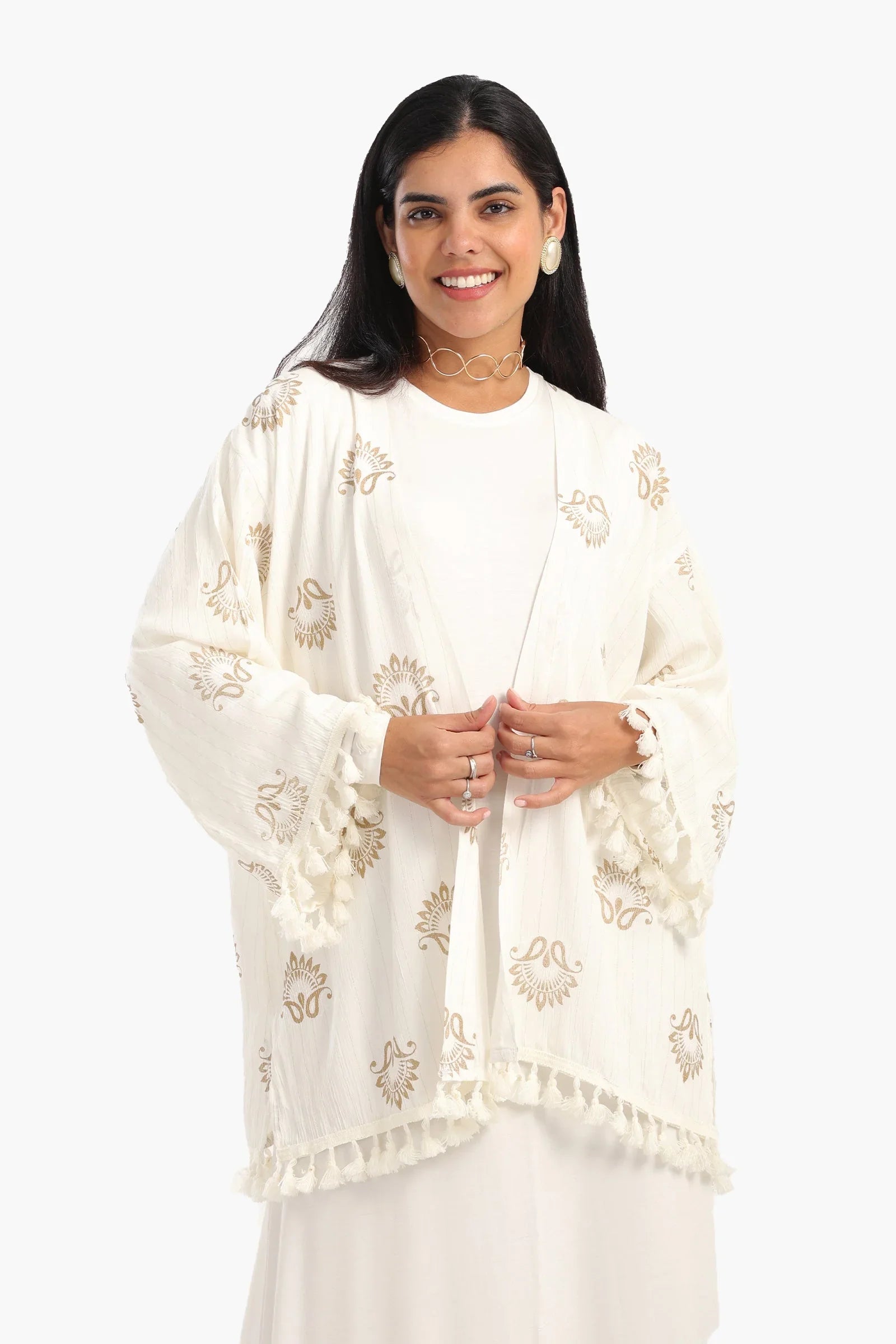 Clue - Printed Cardigan with Fringes 2