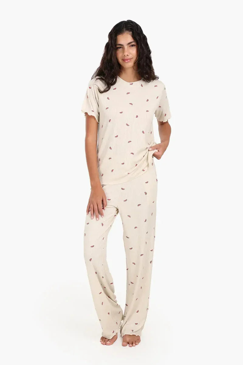 Watermelon Print Viscose Pyjama Set - Carina 1