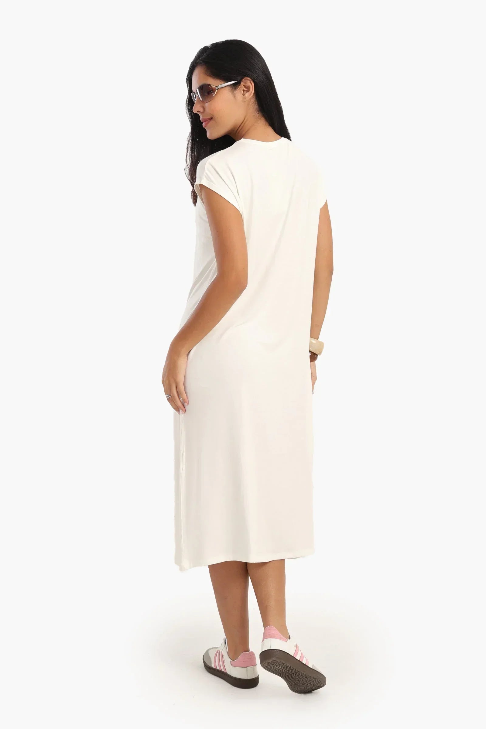 Clue - Solid Viscose Midi Dress 8