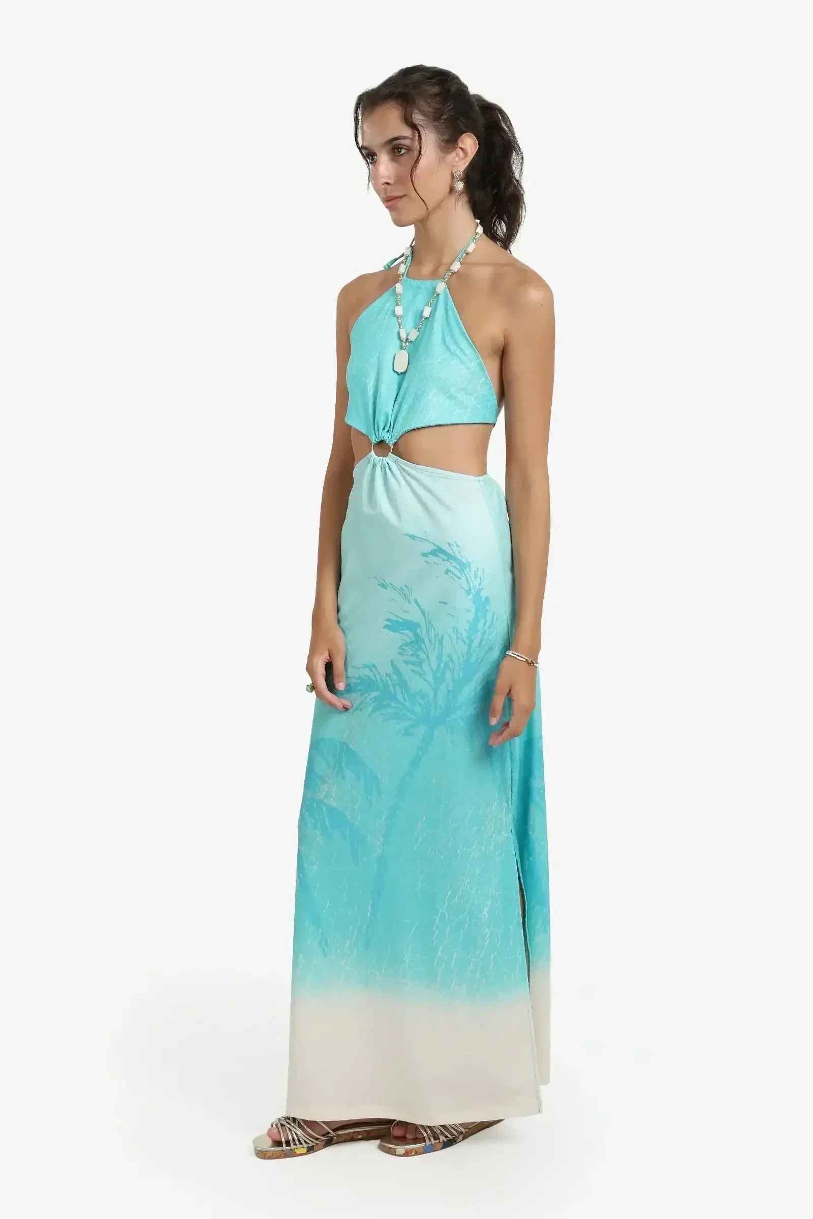 Carina - Tropical Palm Print Dress 3