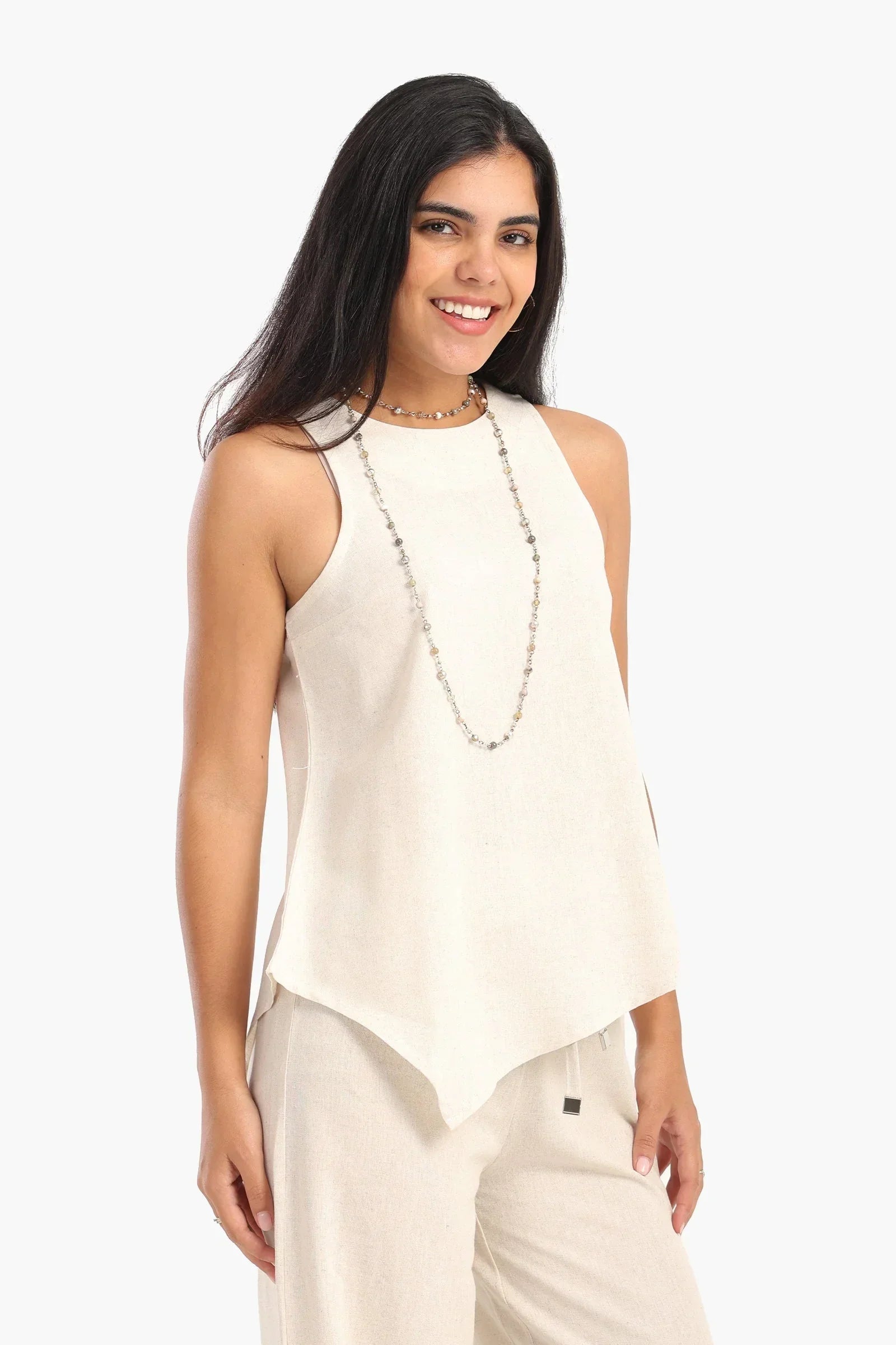 Clue - Sleeveless Asymmetrical Blouse 2