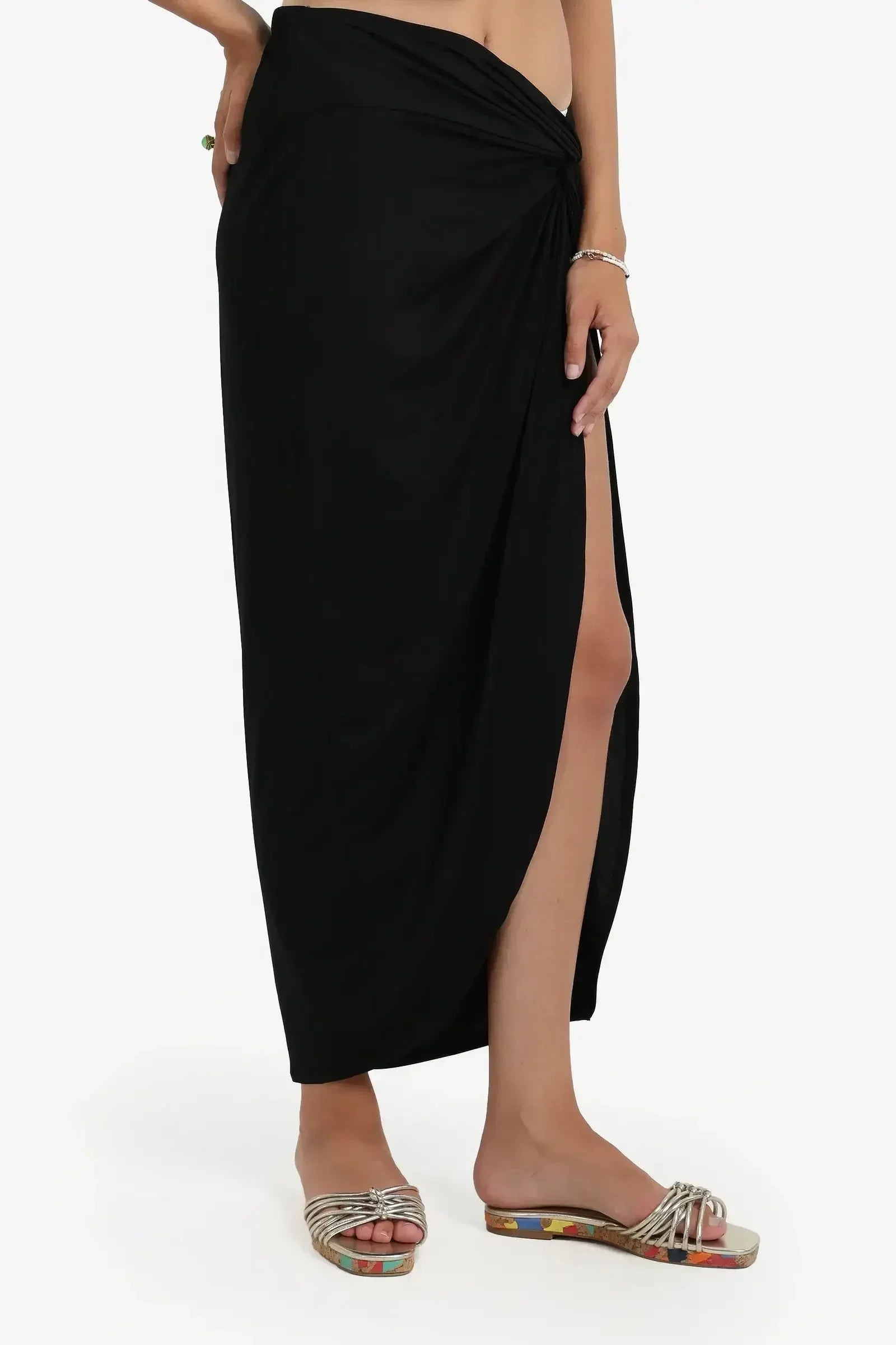 Carina - Black Beach Skirt with Slit 1