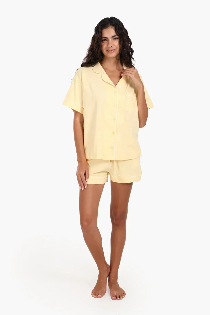 Light Yellow Cotton Pyjama Set - Carina 1