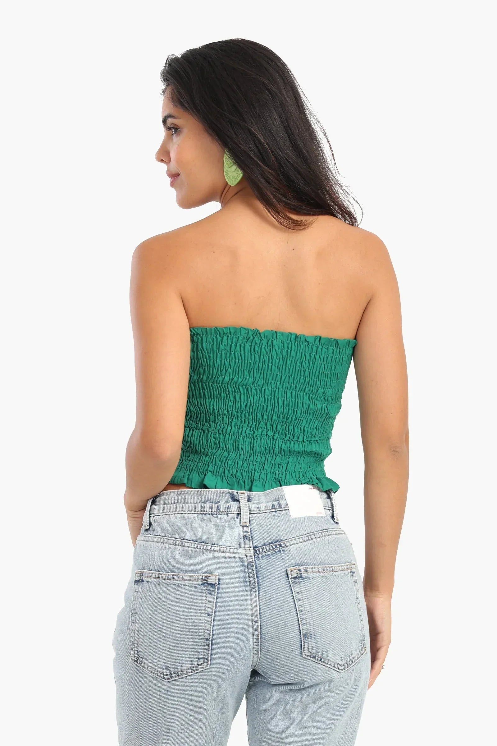 Clue - Textured Strapless Top with Frills 4