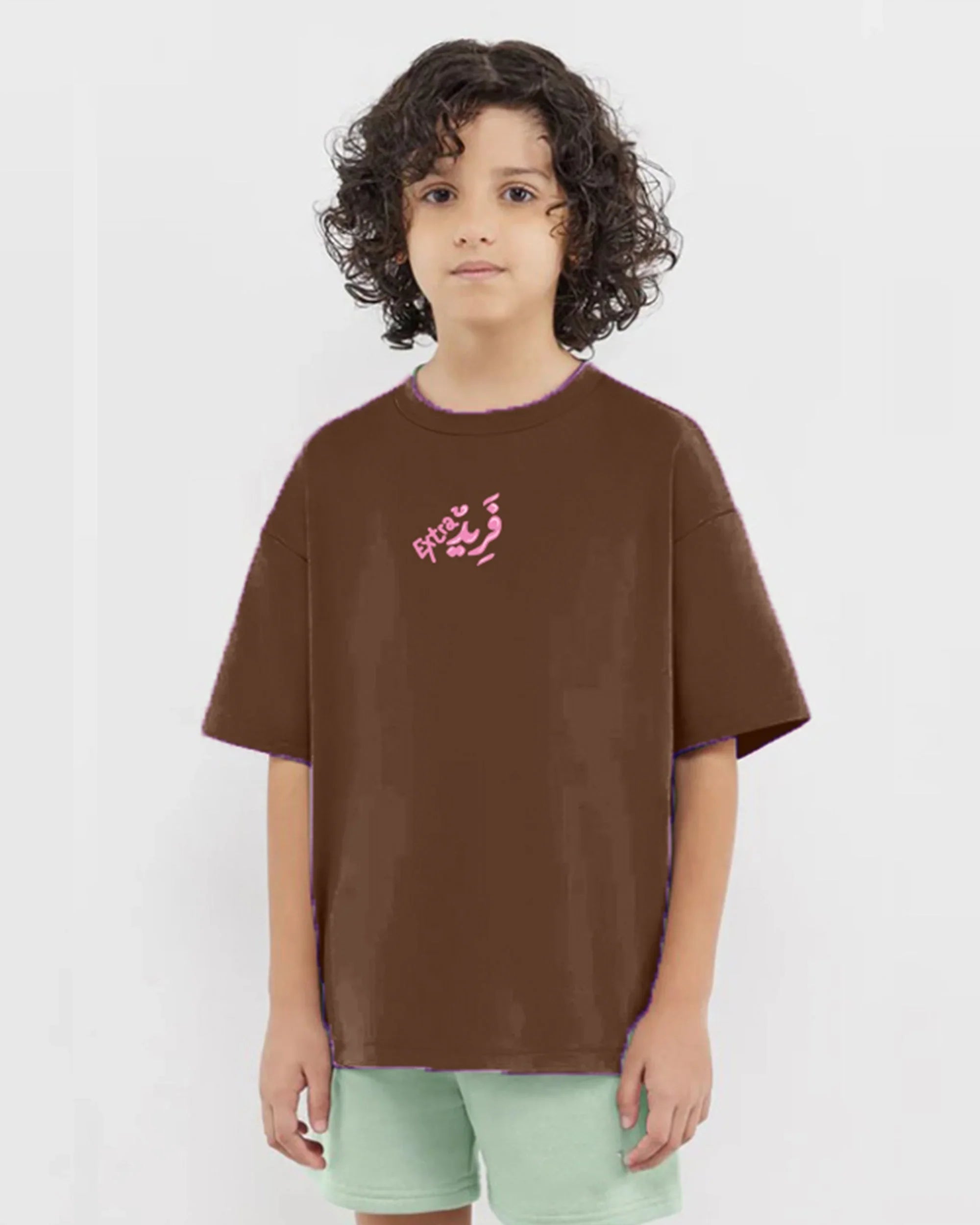NAS Trends - Extra fared Boys Oversized SS T-Shirt - Brown 3