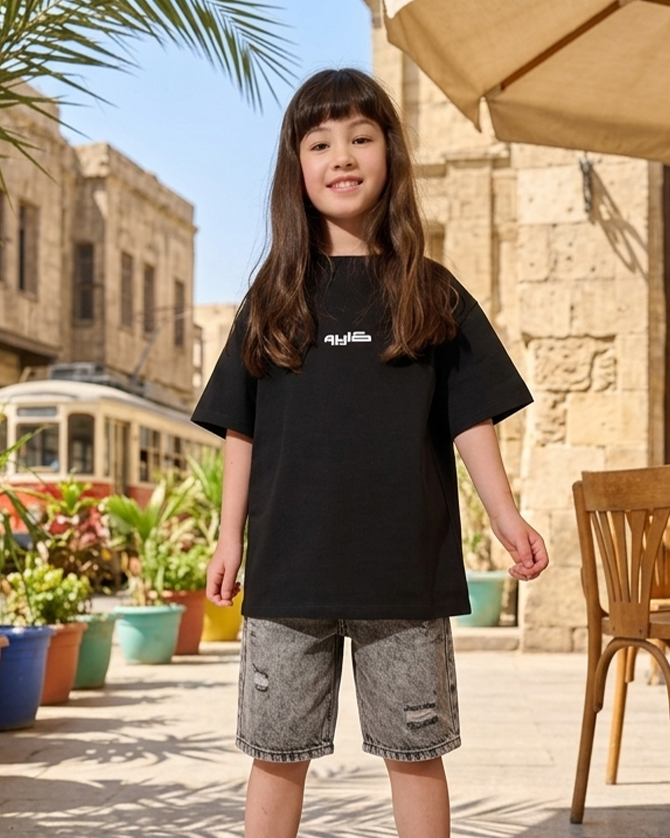 Cairo Girls Oversized SS T-Shirt - Black - NAS Trends