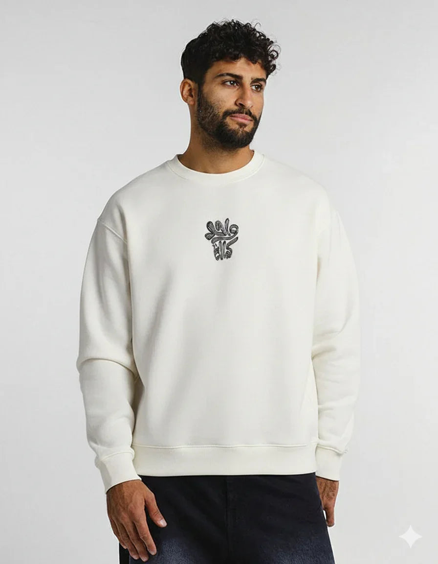 Koshary Unisex Oversized Crew-neck Sweatshirt - Off White M - NAS Trends 5