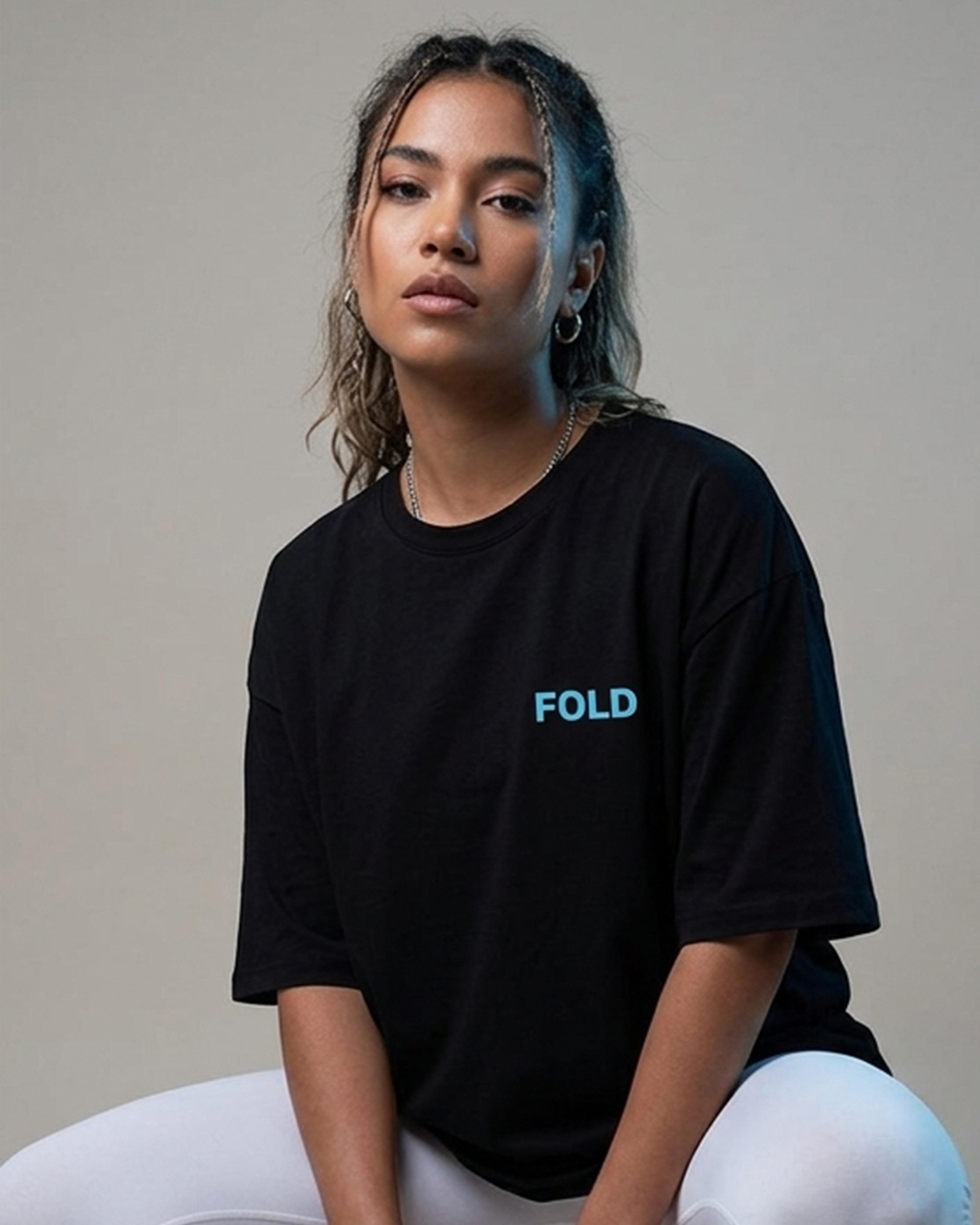 Fold Women Oversized SS T-Shirt - Black - NAS Trends 2