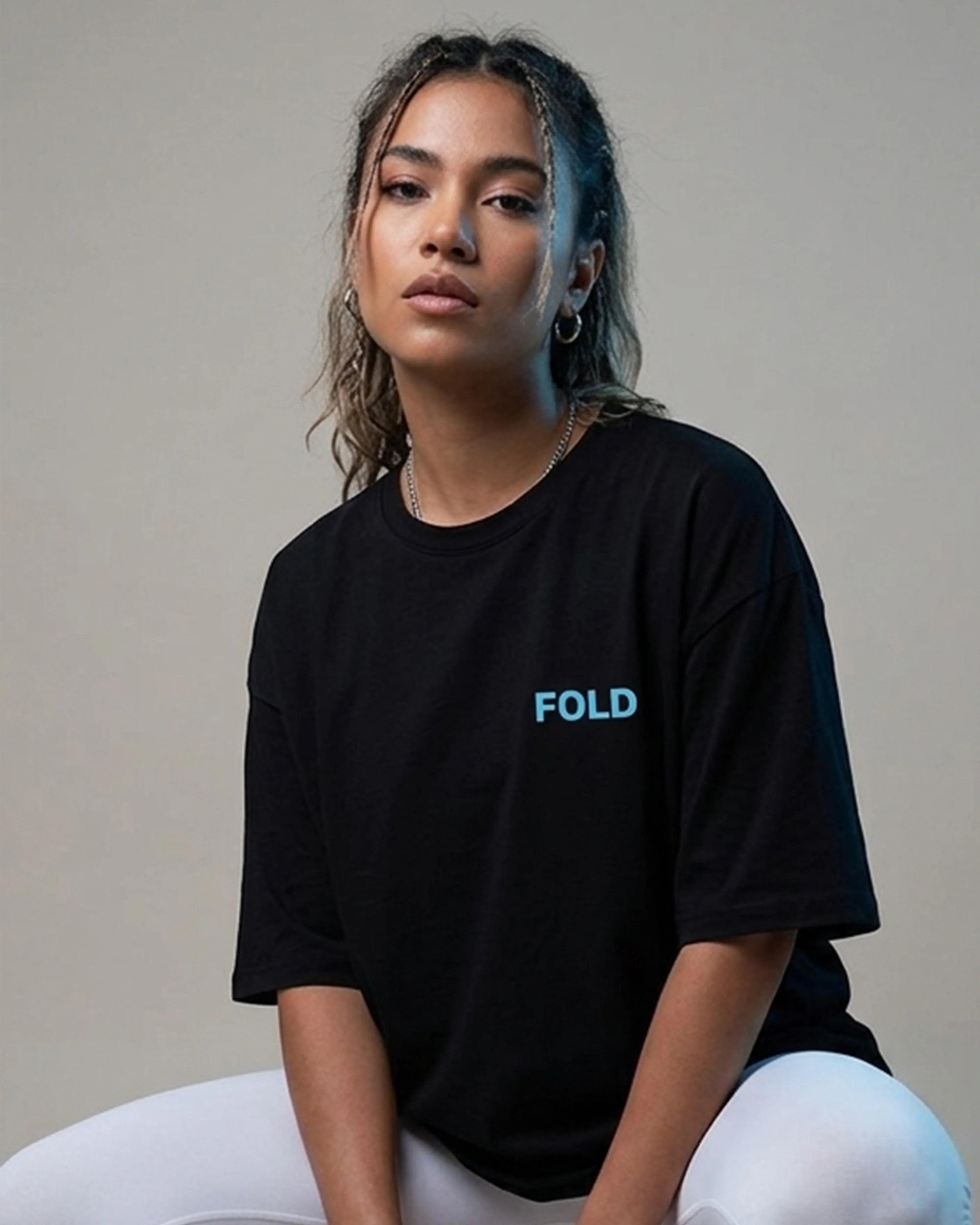 Fold Women Oversized SS T-Shirt - Black - NAS Trends 2