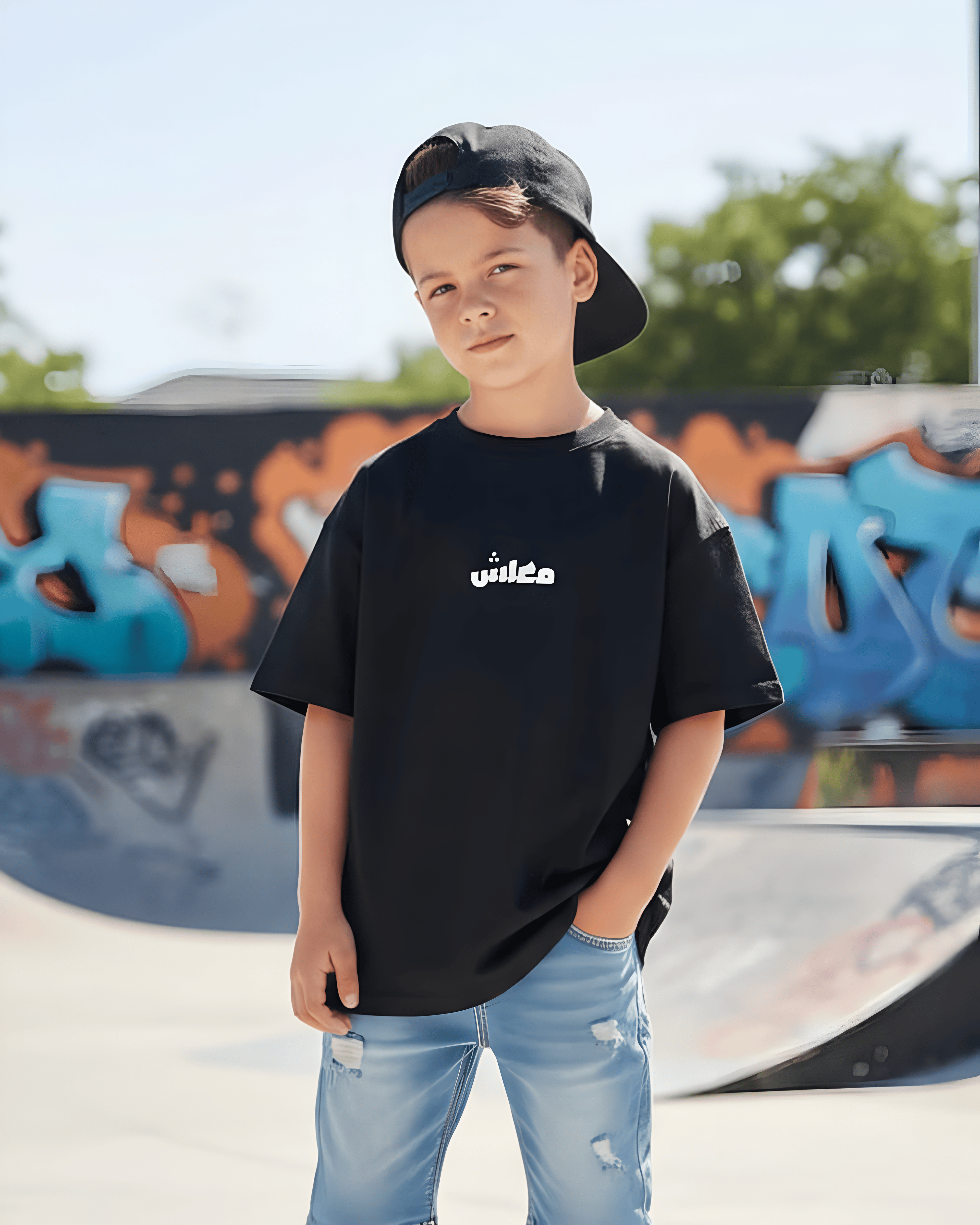 Ma3lesh Boys Oversized SS T-Shirt - Black - NAS Trends
