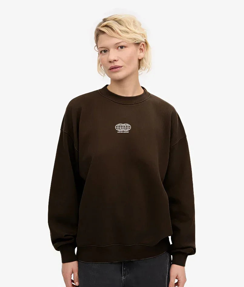 El Kawkab Unisex Oversized Crew-neck Sweatshirt - Dark Brown - NAS Trends - Babazzaro