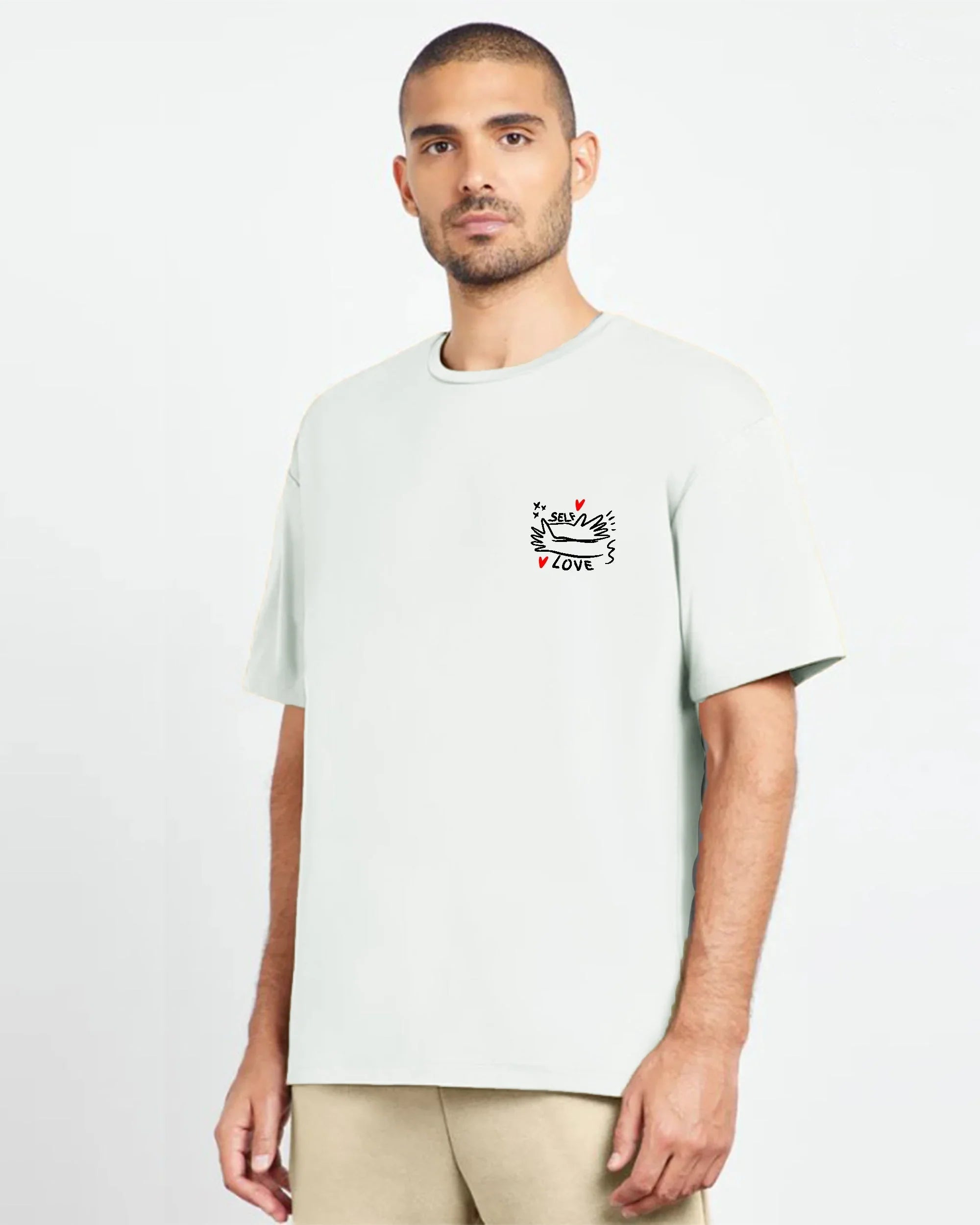 Self Love Men Oversized SS T-Shirt - Off White - NAS Trends 1