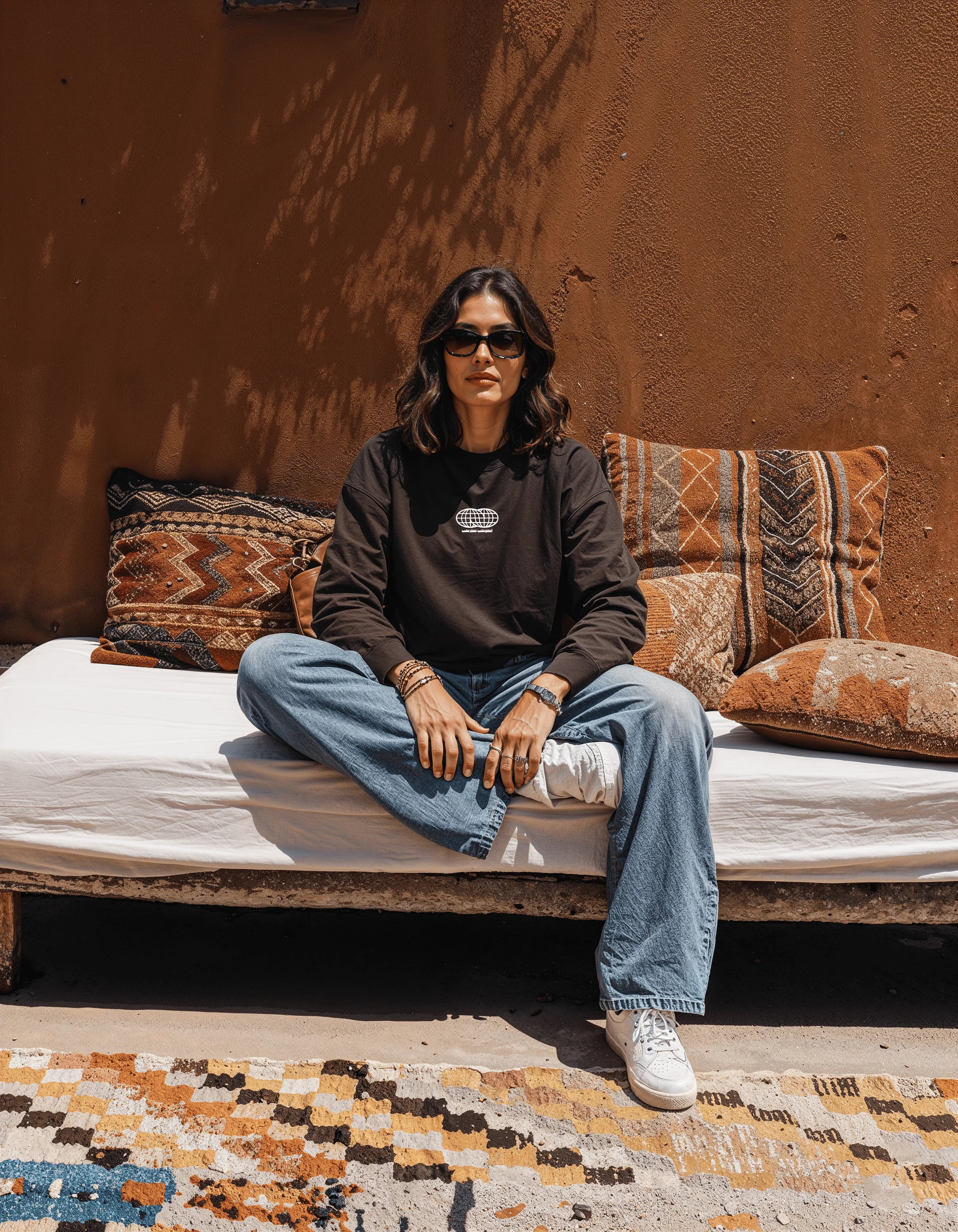 El Kawkab Unisex Oversized Crew-neck Sweatshirt - Dark Brown W - NAS Trends 1