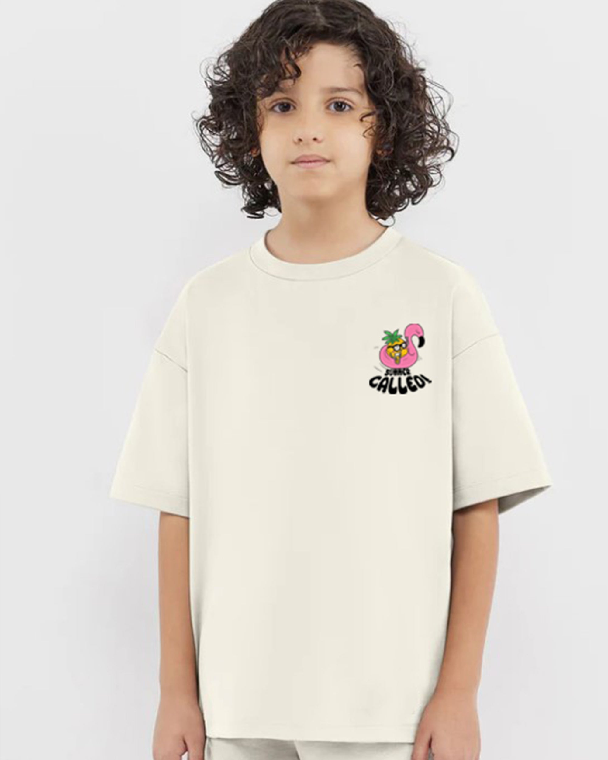 Happy News Boys Oversized SS T-Shirt - Off White - NAS Trends