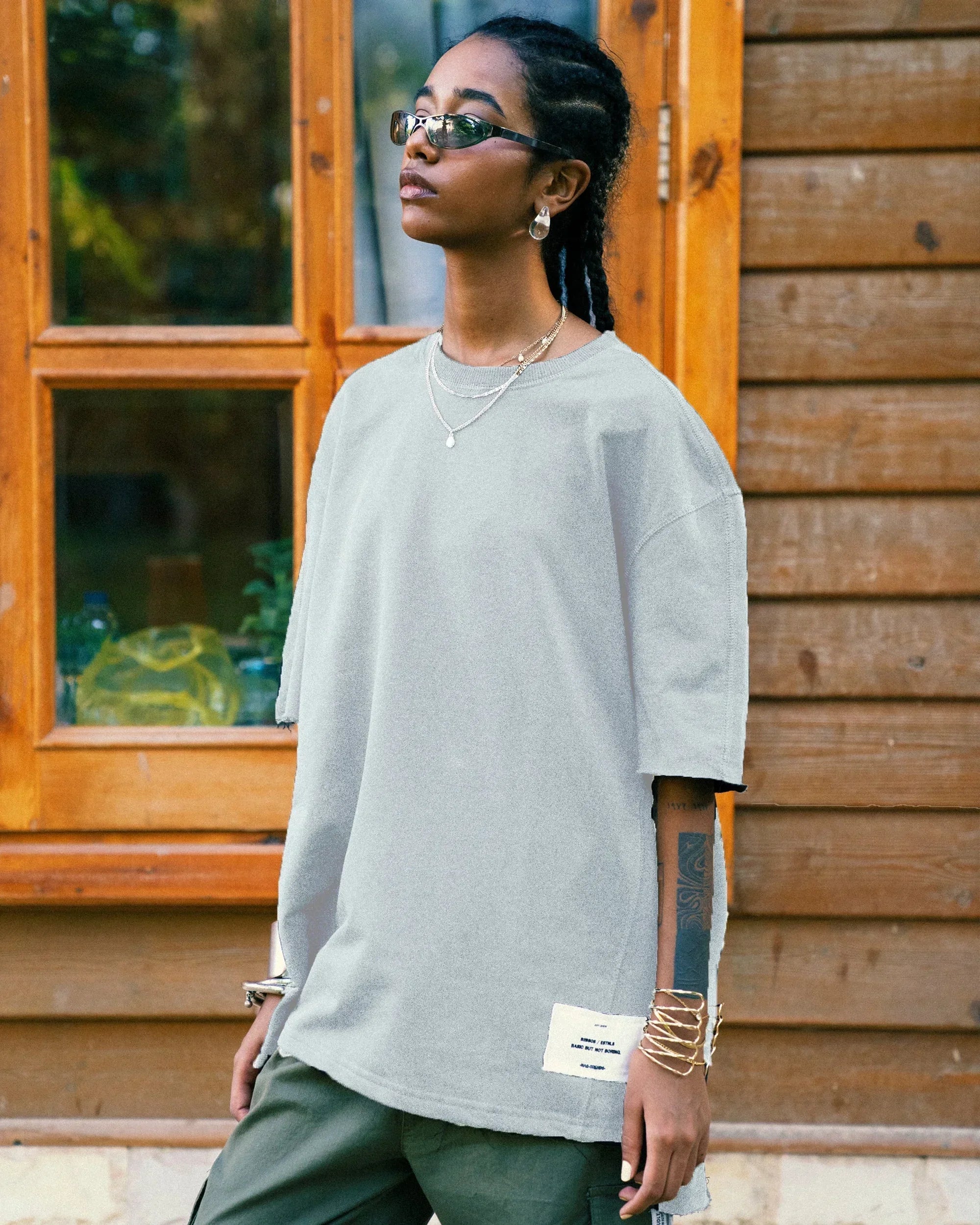 Stitched Basic Unisex Oversized SS T-Shirt - Grey - NAS Trends - Babazzaro