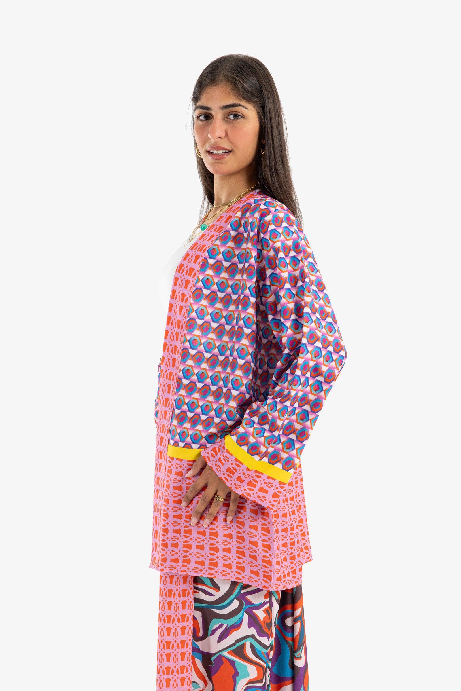 Clue - Colored Printed Pattern Kimono 2