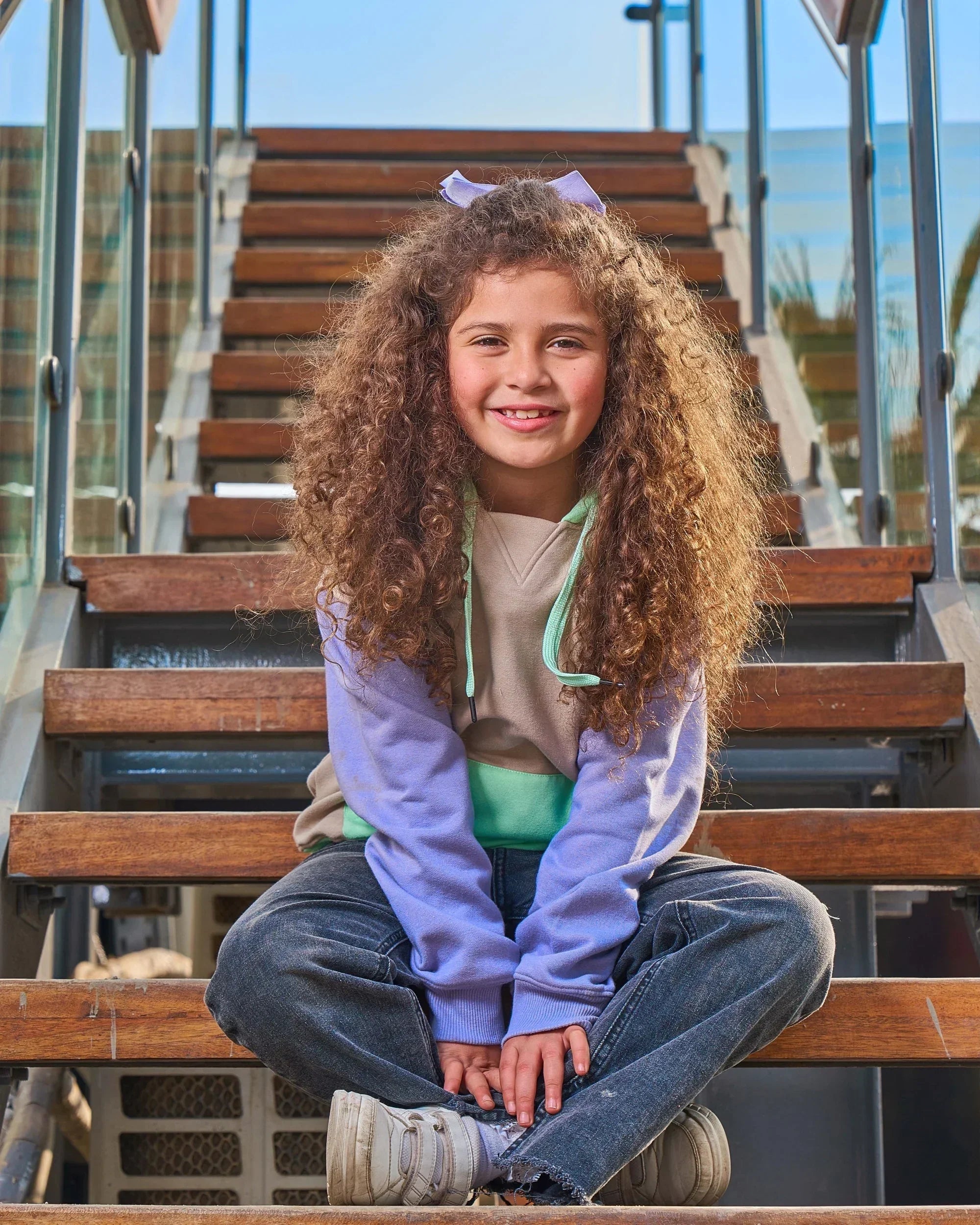 Colored Basic Kids Oversized Hoodie- Beige/Mint - NAS Trends - Babazzaro