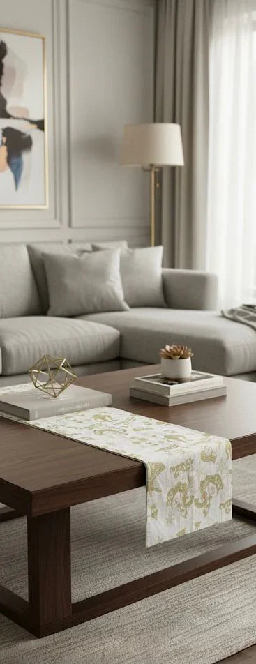 Lavender - Linen runner with Ramadan pattern print 2