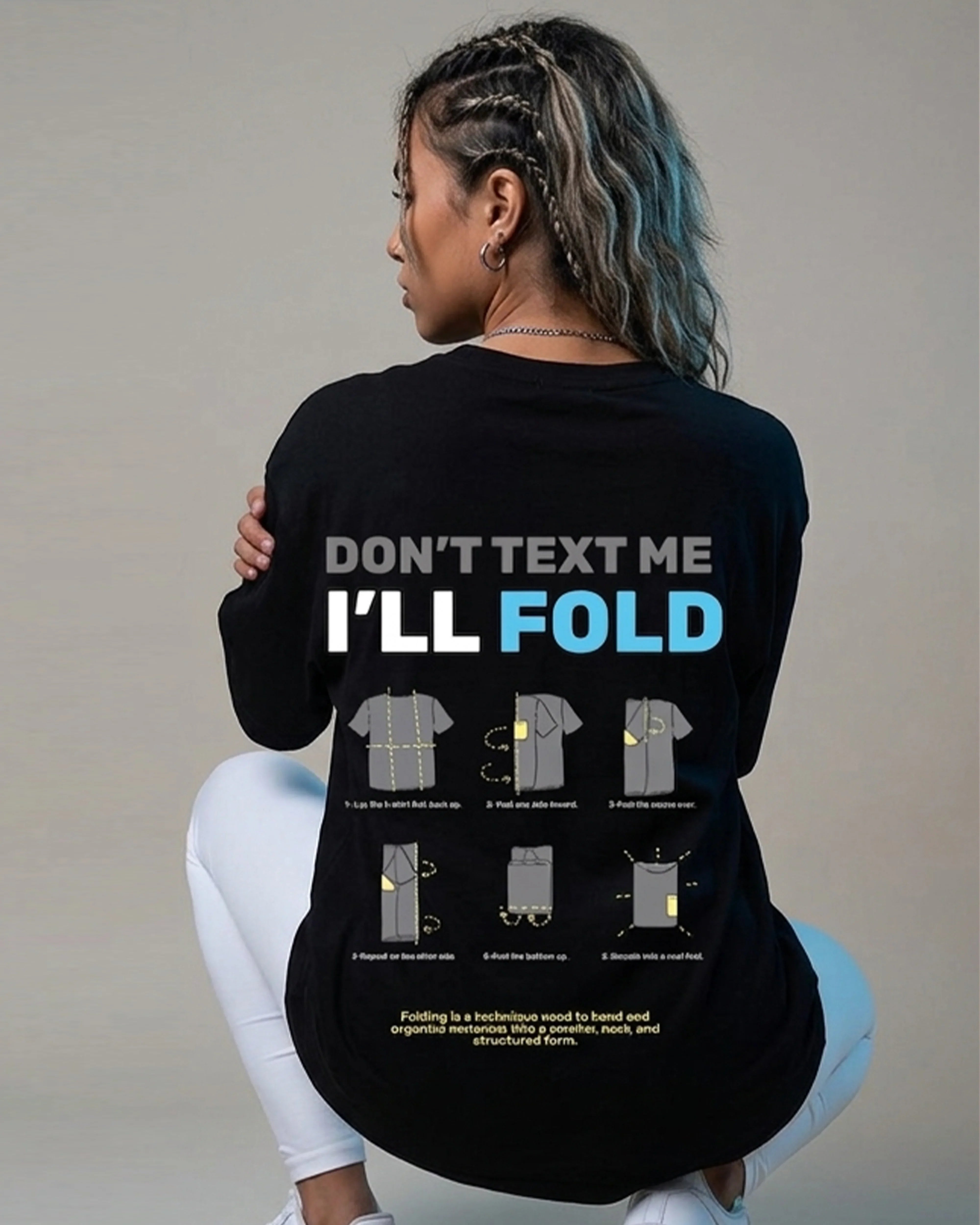 Fold Women Oversized SS T-Shirt - Black - NAS Trends 1