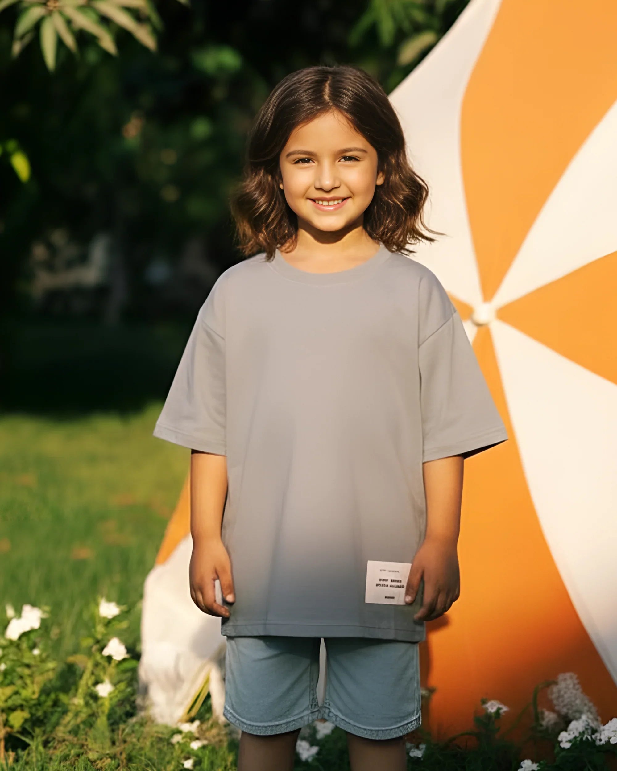 Stitched Basic Girls Oversized SS T-Shirt - Grey - NAS Trends 1