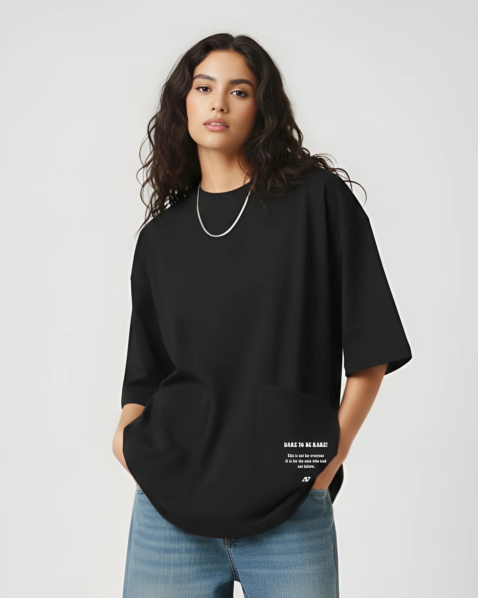 Dare Women Oversized SS T-Shirt - Black - NAS Trends 1