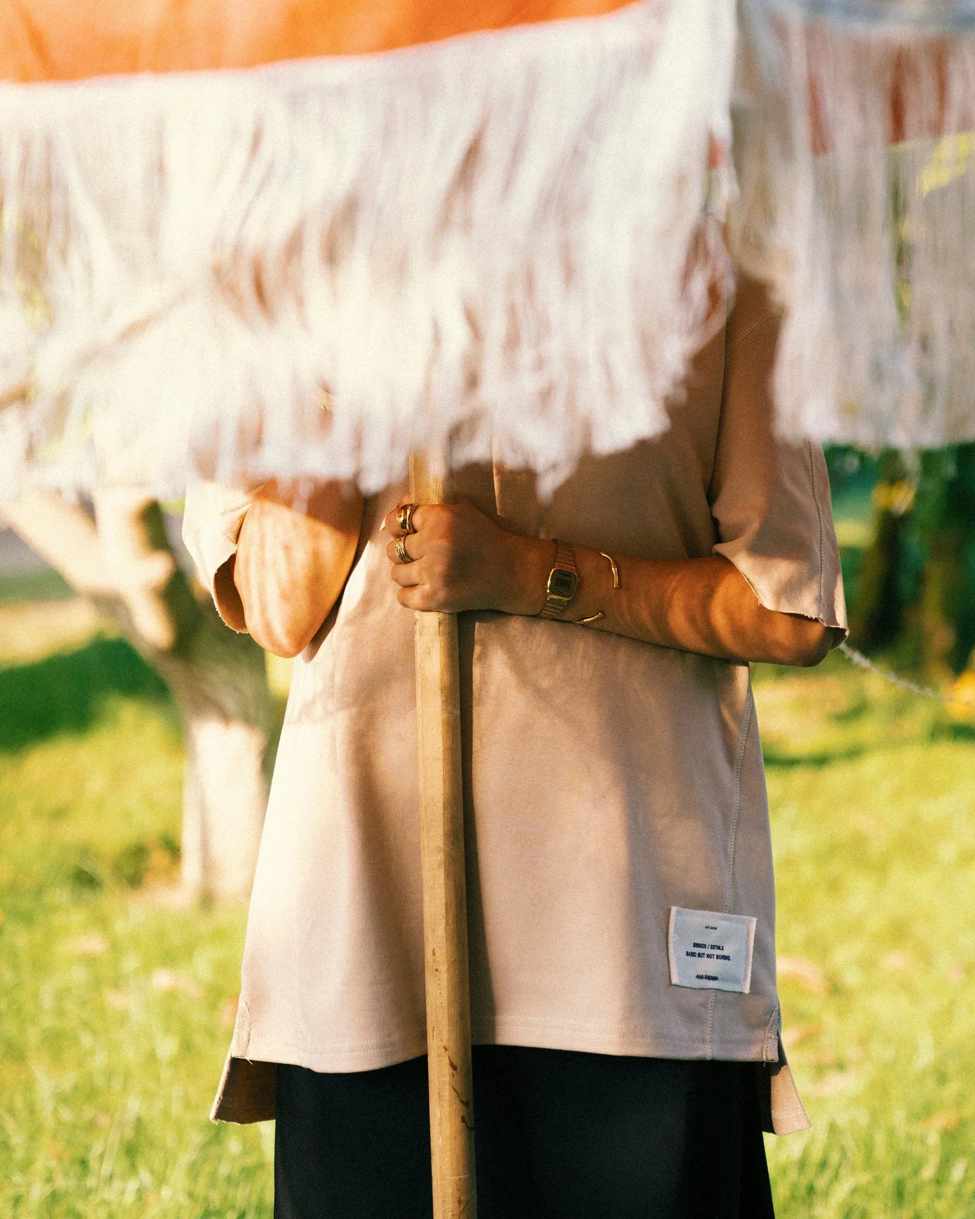 Stitched Basic Unisex Oversized SS T-Shirt - Beige - NAS Trends 2