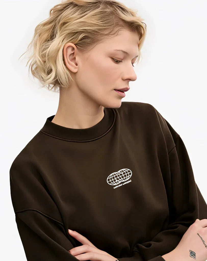 NAS Trends - El Kawkab Unisex Oversized Crew-neck Sweatshirt - Dark Brown 1