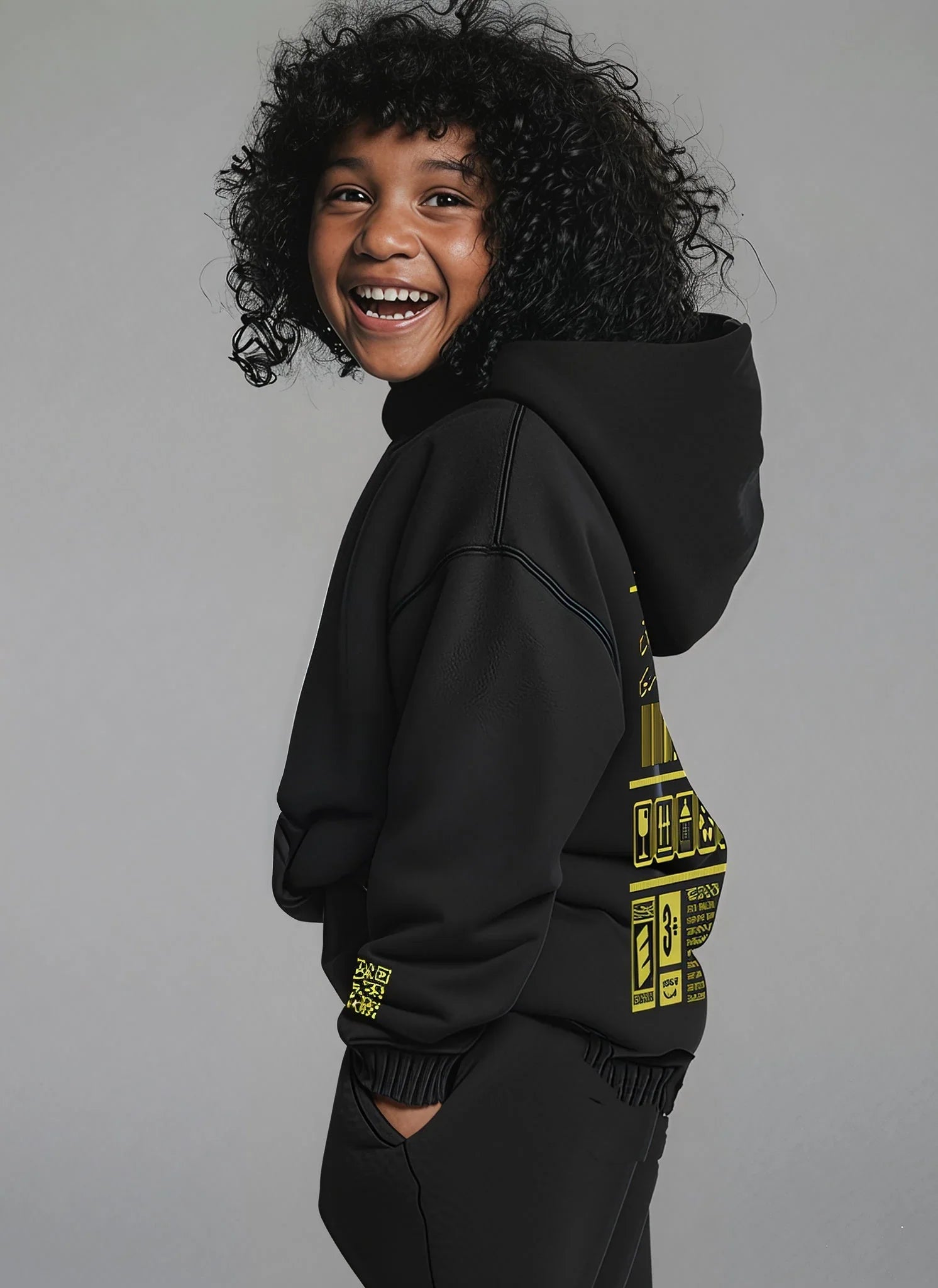 Salek Kids Oversized Hoodie - Black B - NAS Trends 3
