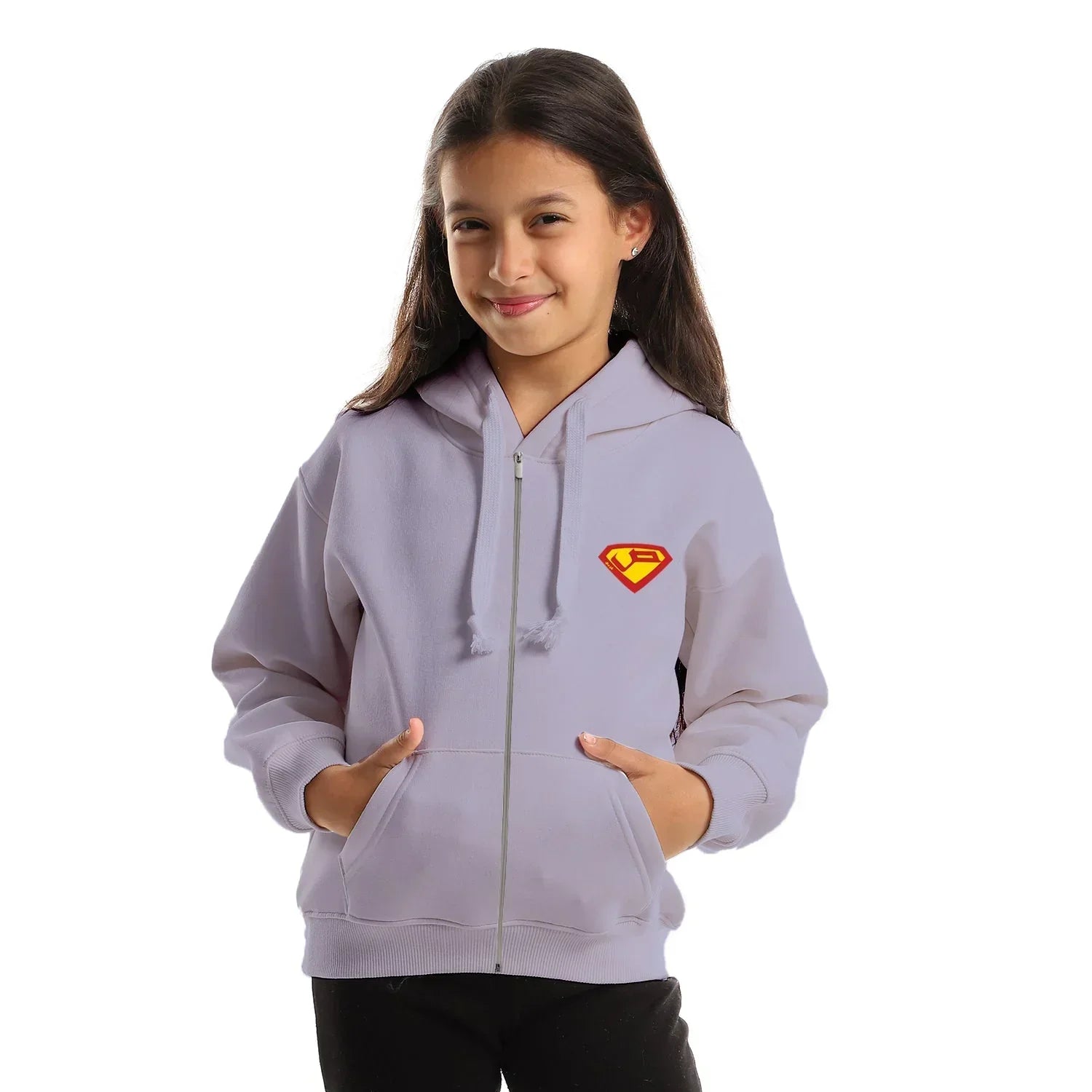 Super Kids Oversized Zip-up Hoodie-Lila - NAS Trends - Babazzaro