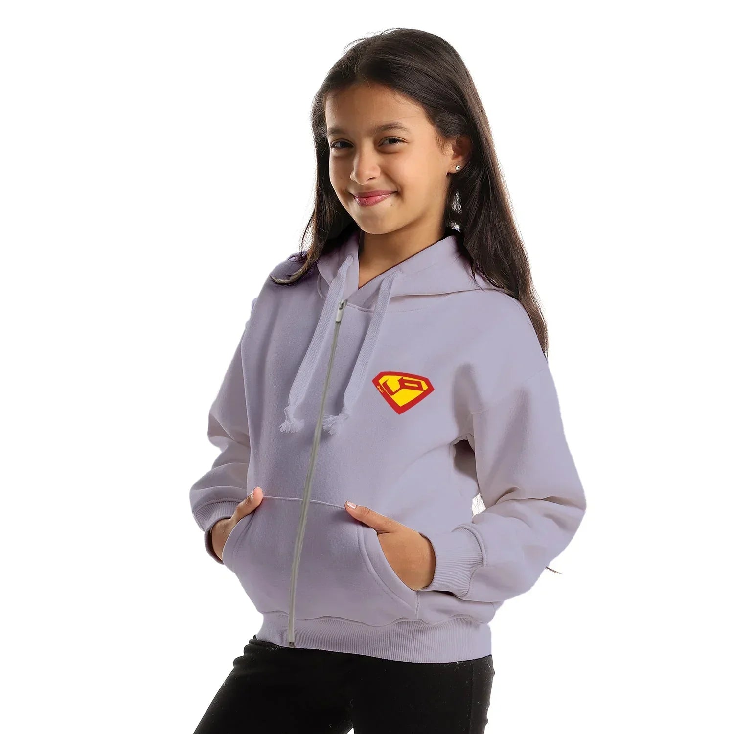 Super Kids Oversized Zip-up Hoodie-Lila - NAS Trends - Babazzaro