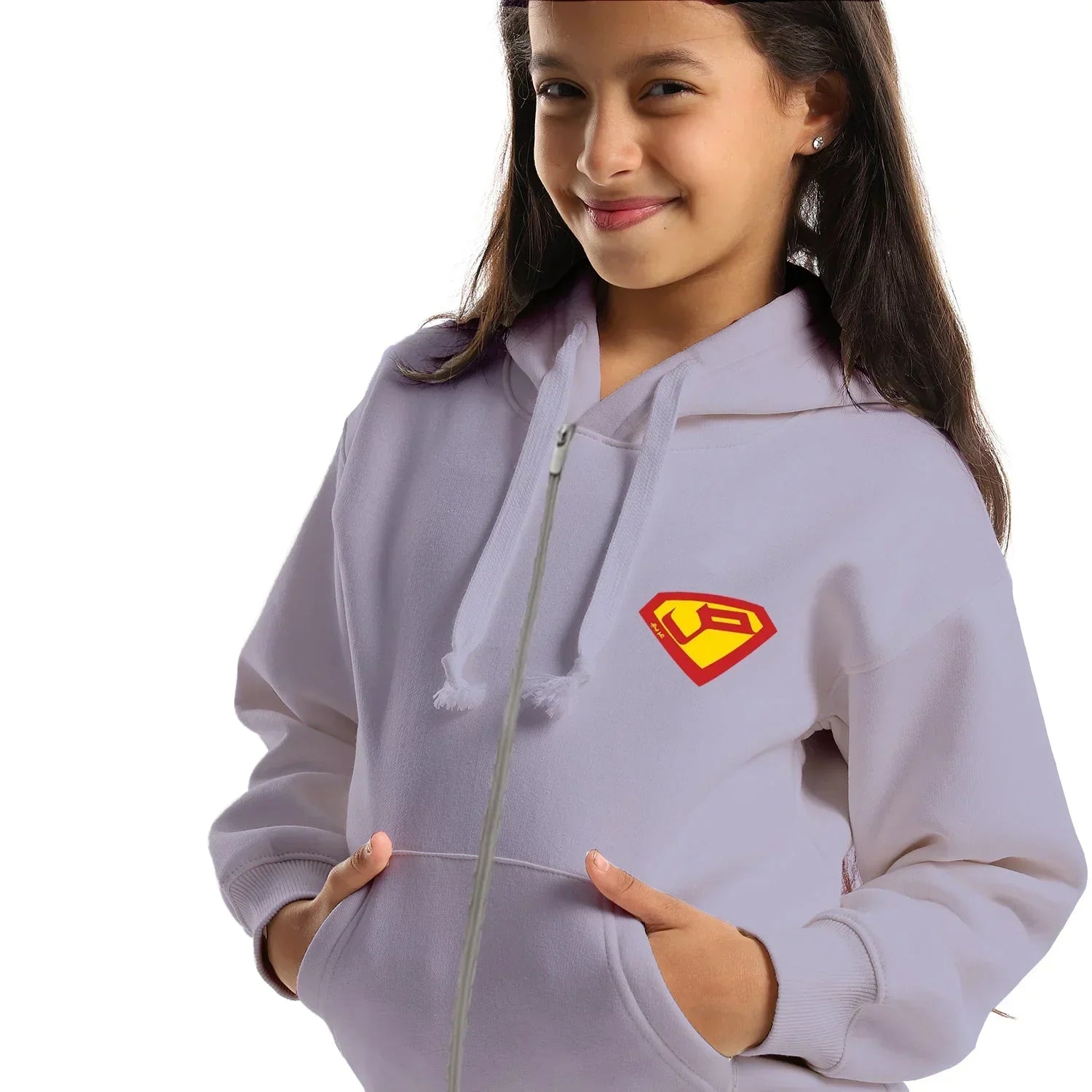 Super Kids Oversized Zip-up Hoodie-Lila - NAS Trends - Babazzaro