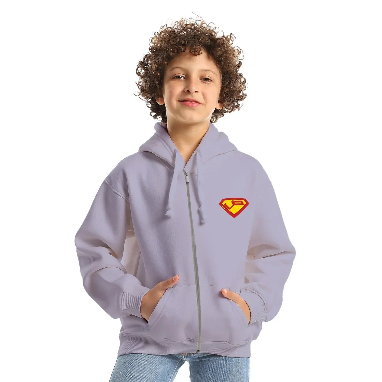 Super Kids Oversized Zip-up Hoodie-Lila - NAS Trends - Babazzaro