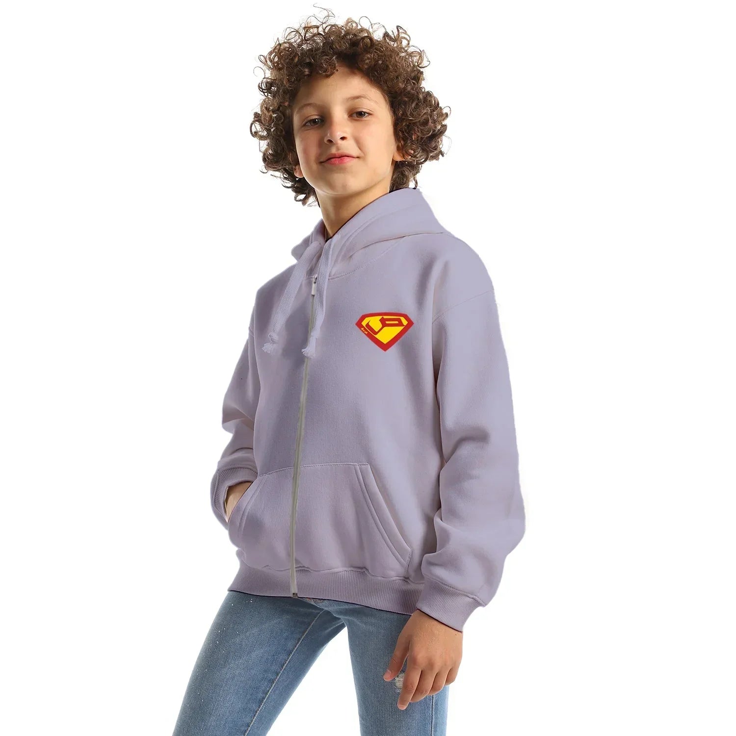 Super Kids Oversized Zip-up Hoodie-Lila - NAS Trends - Babazzaro