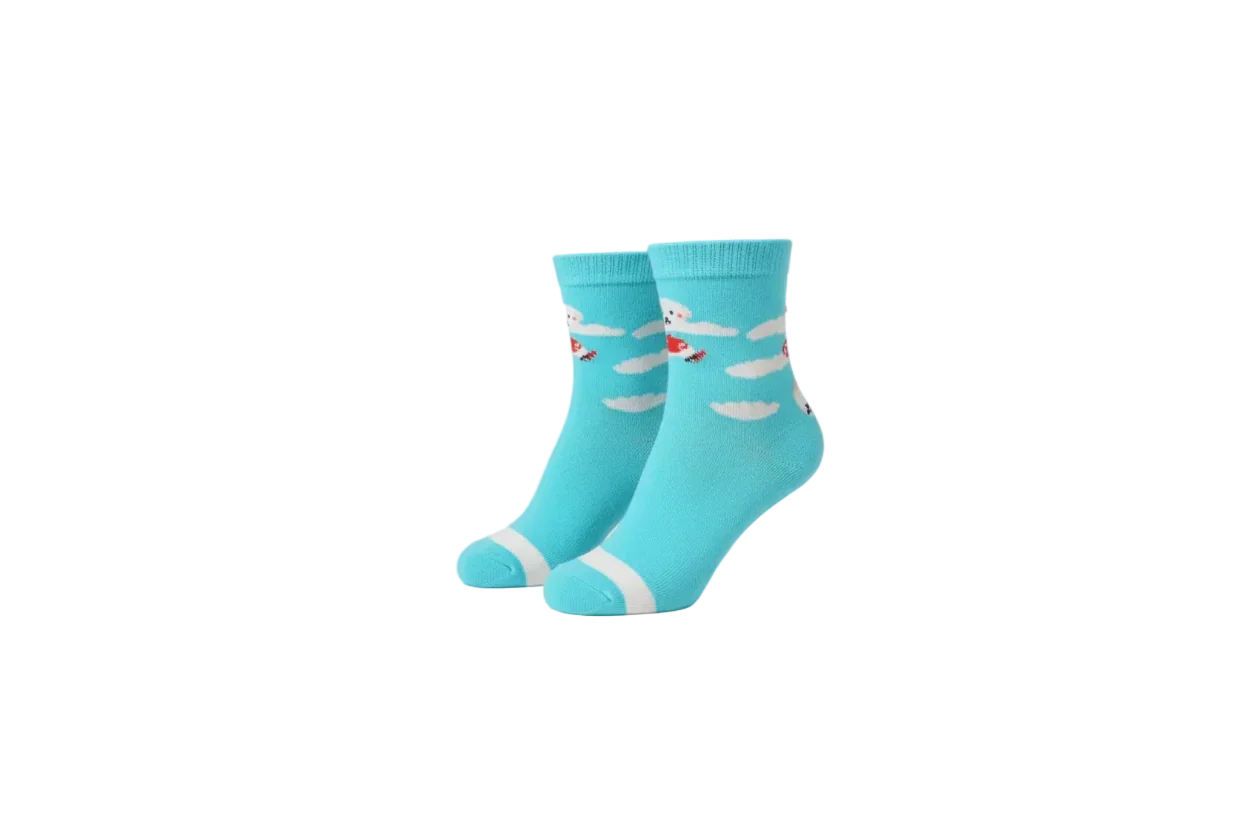 3 Feathers Flying Puppy Design Cotton High Ankle Socks Free Size Fits 36 - 41 for Women 1