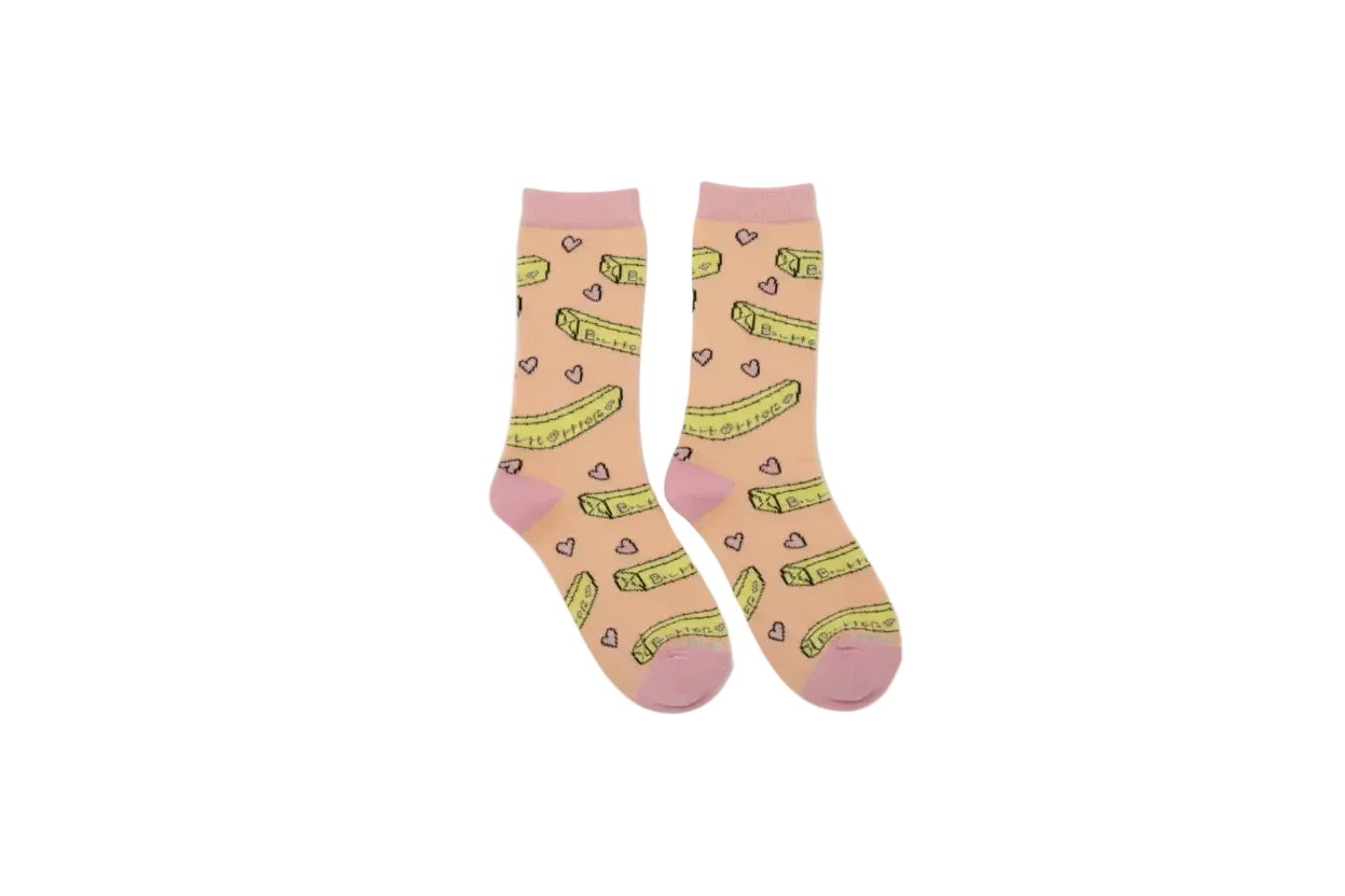 3 Feathers Buttery Design Cotton High Ankle Socks Free Size Fits 36 - 41 for Women 1