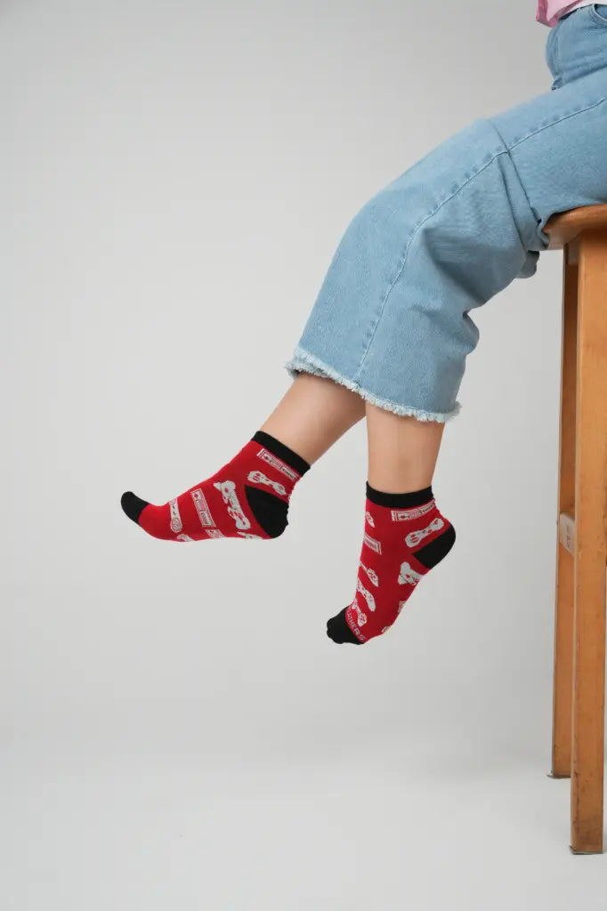 3 Feathers Game Mode Design Cotton High Ankle Socks Free Size Fits 38 - 44 for Unisex