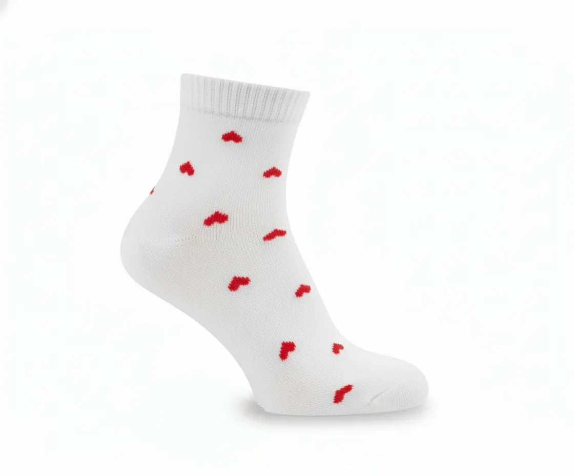 3 Feathers Heart Design Cotton High Ankle Socks Free Size Fits 36 - 41 for Women 2