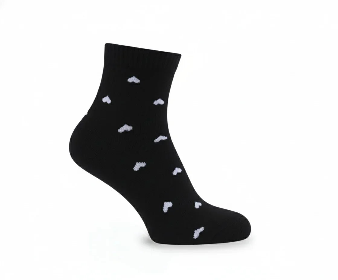 3 Feathers Heart Design Cotton High Ankle Socks Free Size Fits 36 - 41 for Women 3