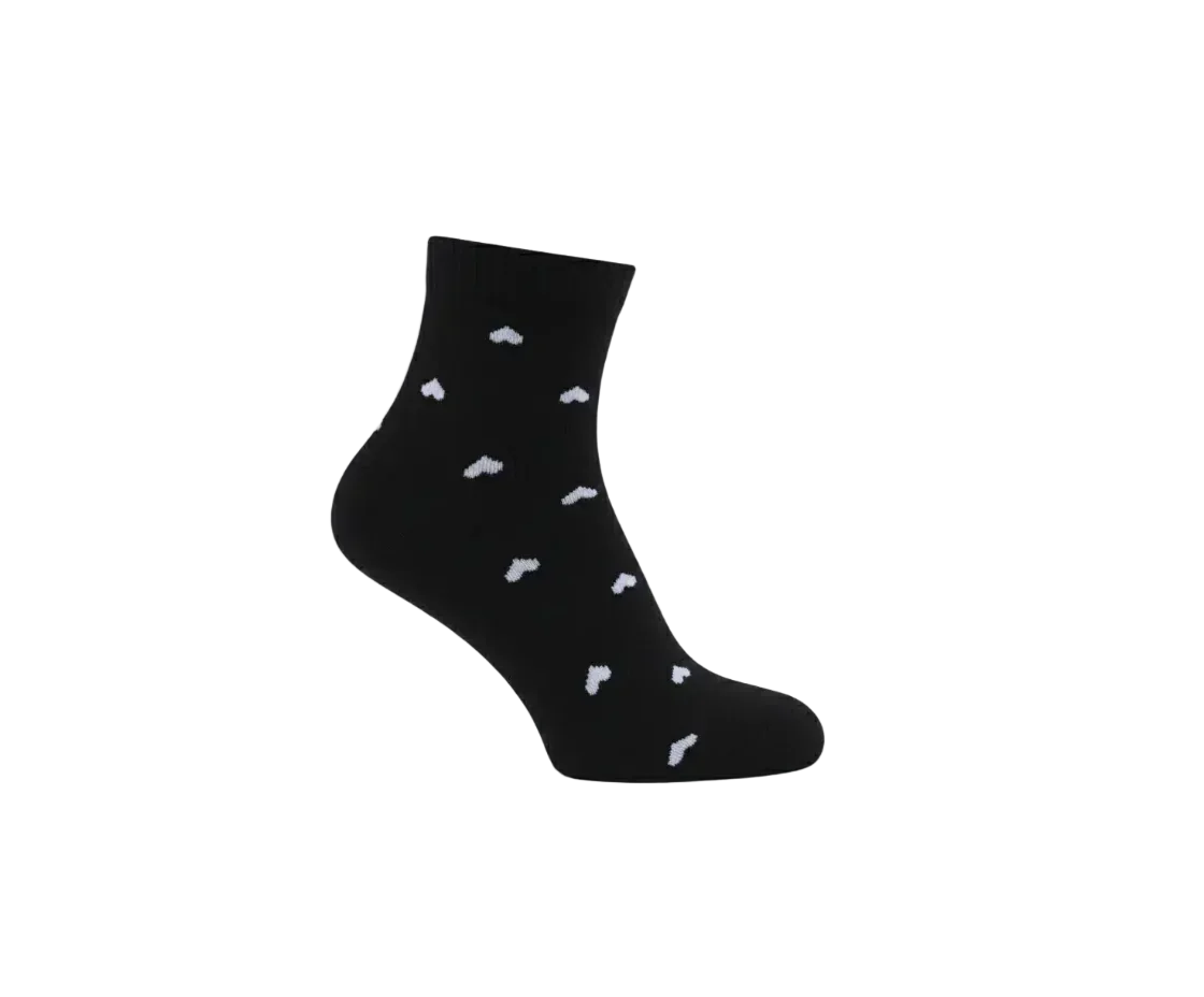 3 Feathers Heart Design Cotton High Ankle Socks Free Size Fits 36 - 41 for Women 1