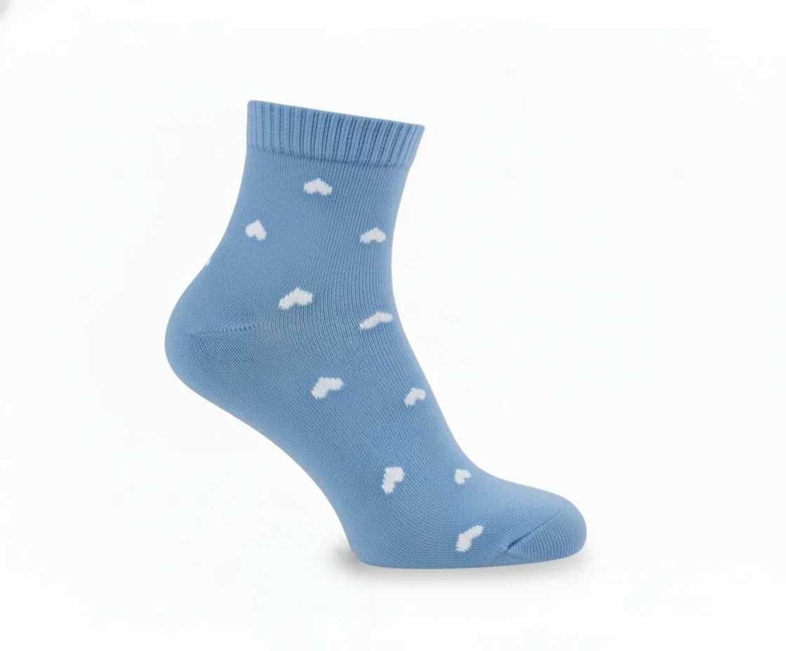 3 Feathers Heart Design Cotton High Ankle Socks Free Size Fits 36 - 41 for Women 4
